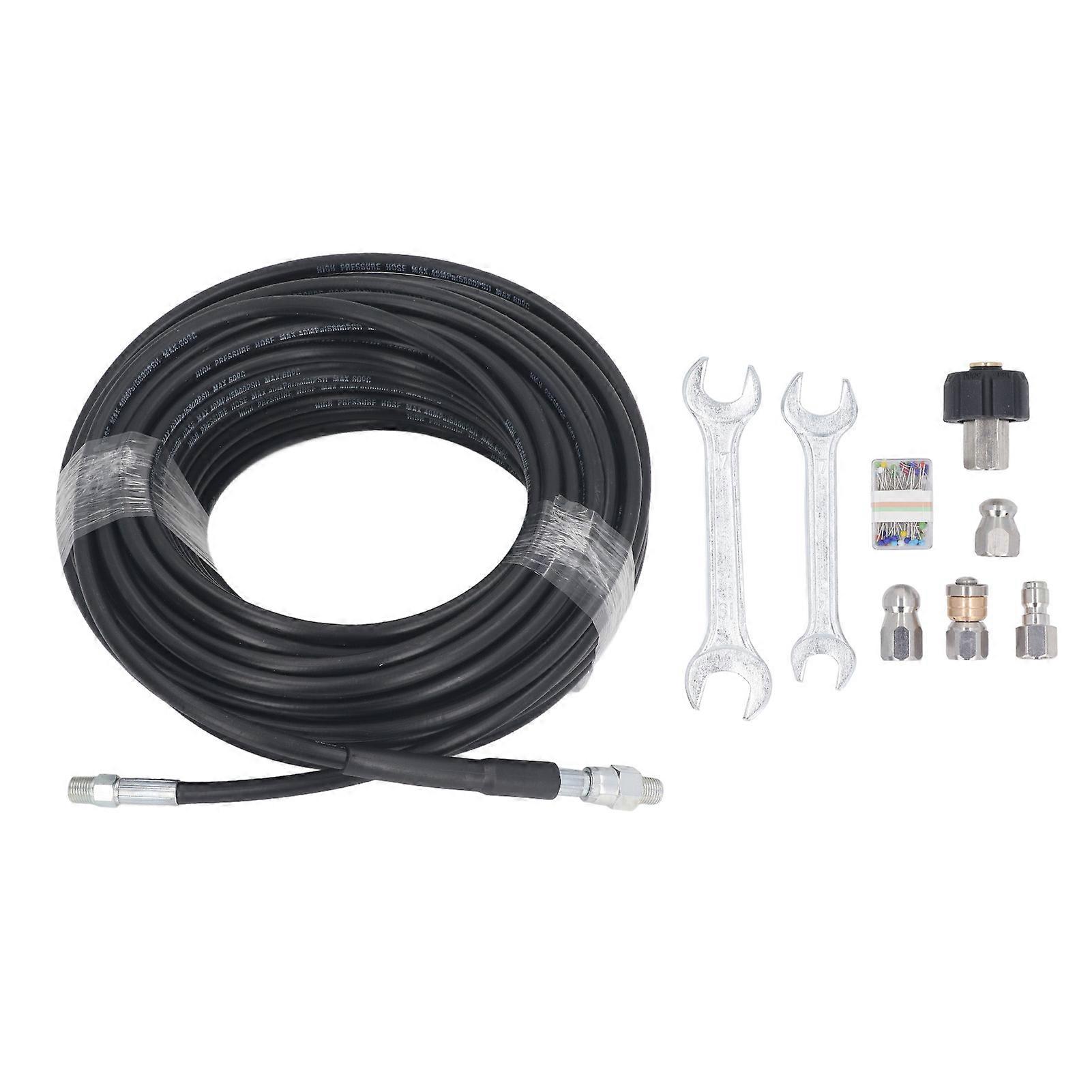 Kit de jet d'égout de 50 pieds pour nettoyeur haute pression 5 800 psi M22 à 1/4 NPT, raccord rapide, buses de tuyau de vidange rotatives
