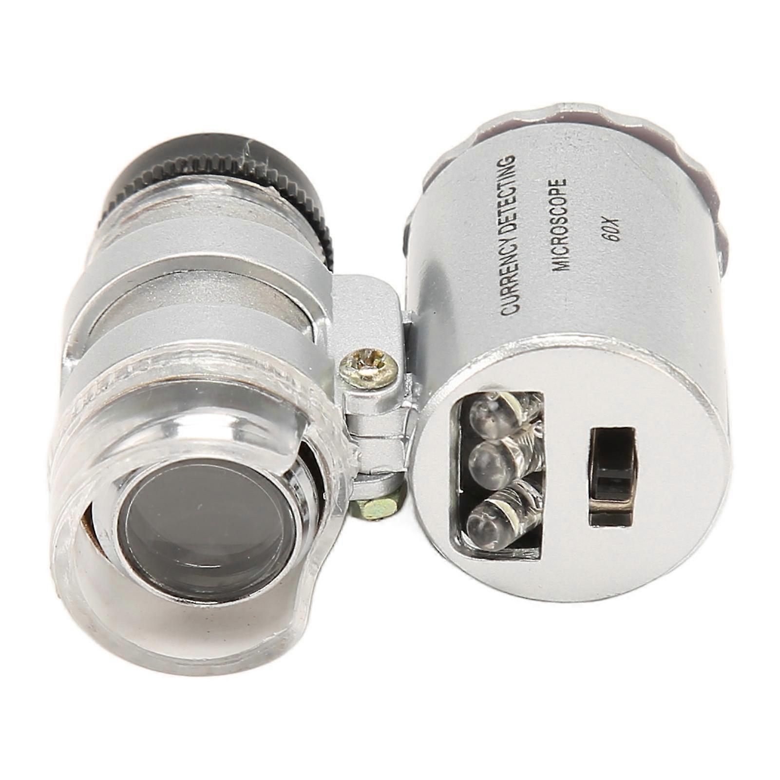 Jewelers Eye Loupe 60X LED Light Foldable Pocket Microscope