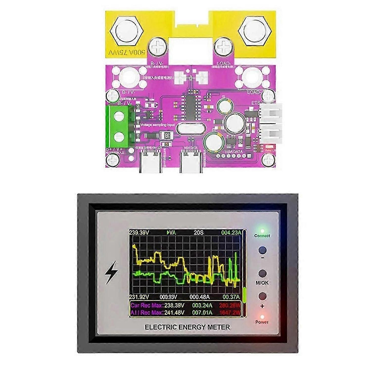 Battery Capacity Tester Voltage Current Coulomb Meter 500A