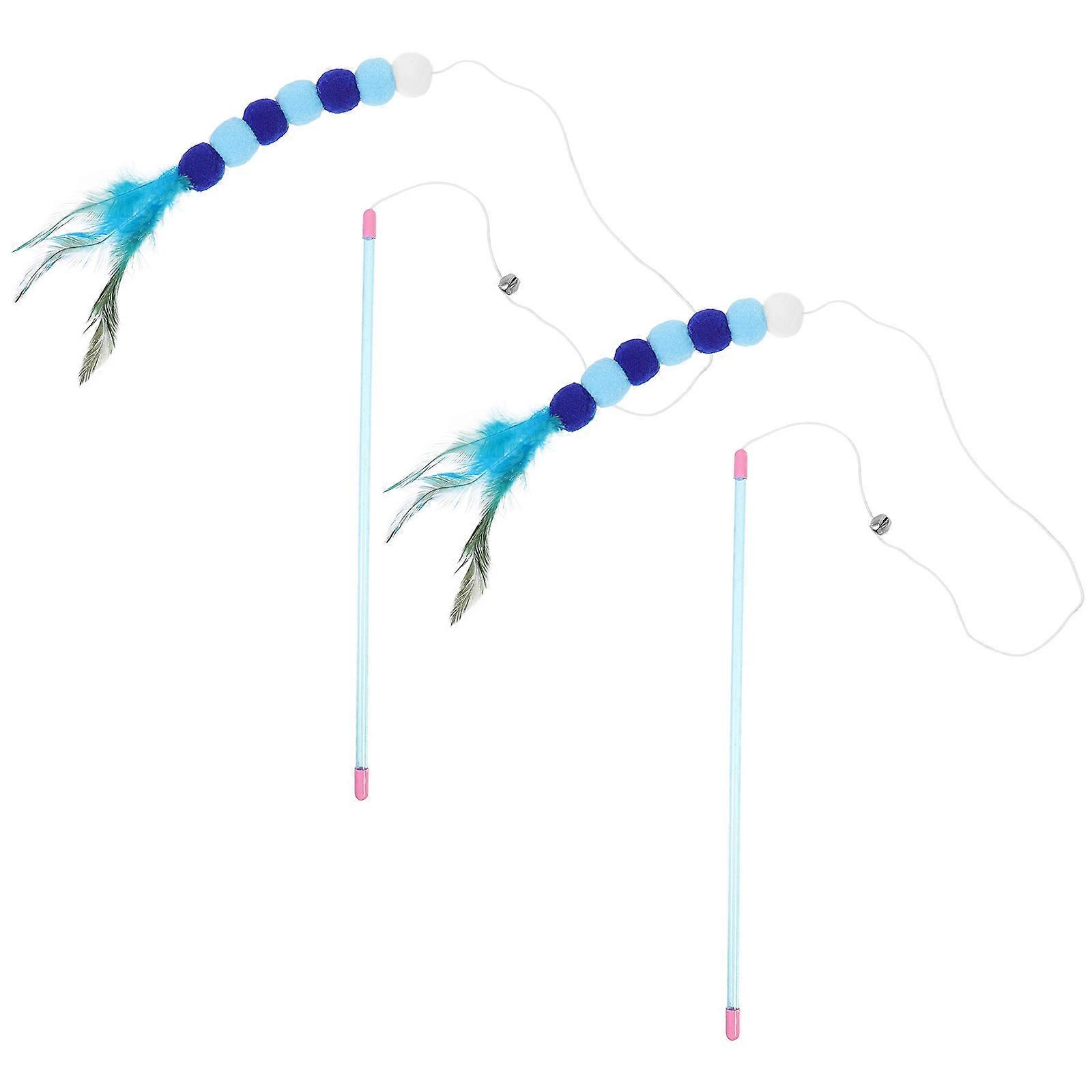 Cat Exercise Wand For Fun And Interactive Play Suitable For Cat Owners In Blue Plush Material 4Pcs