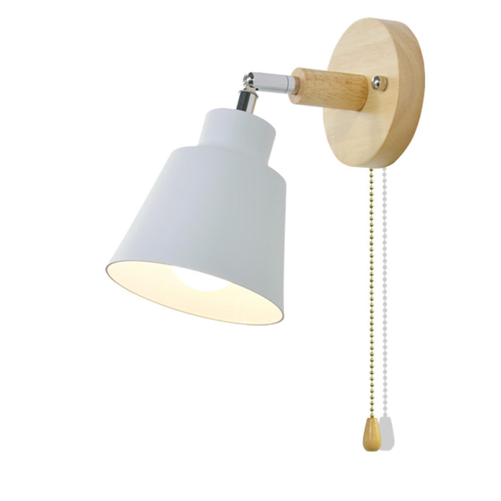 Modern Minimalist Macaron Bedside Wall Lamp 10Cm Base White E27 Wooden Zipper Switch Bulb Not Included Nordic Style