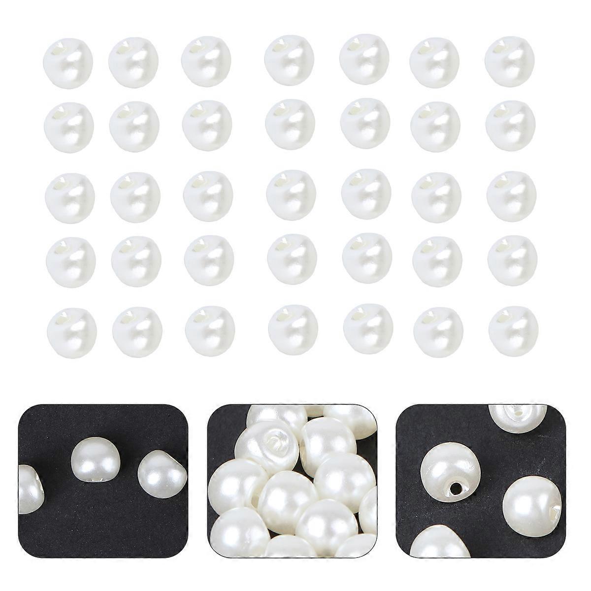 Beige Pearl Buttons Round Shape Pearl Buckles for Decoration 50Pcs Set