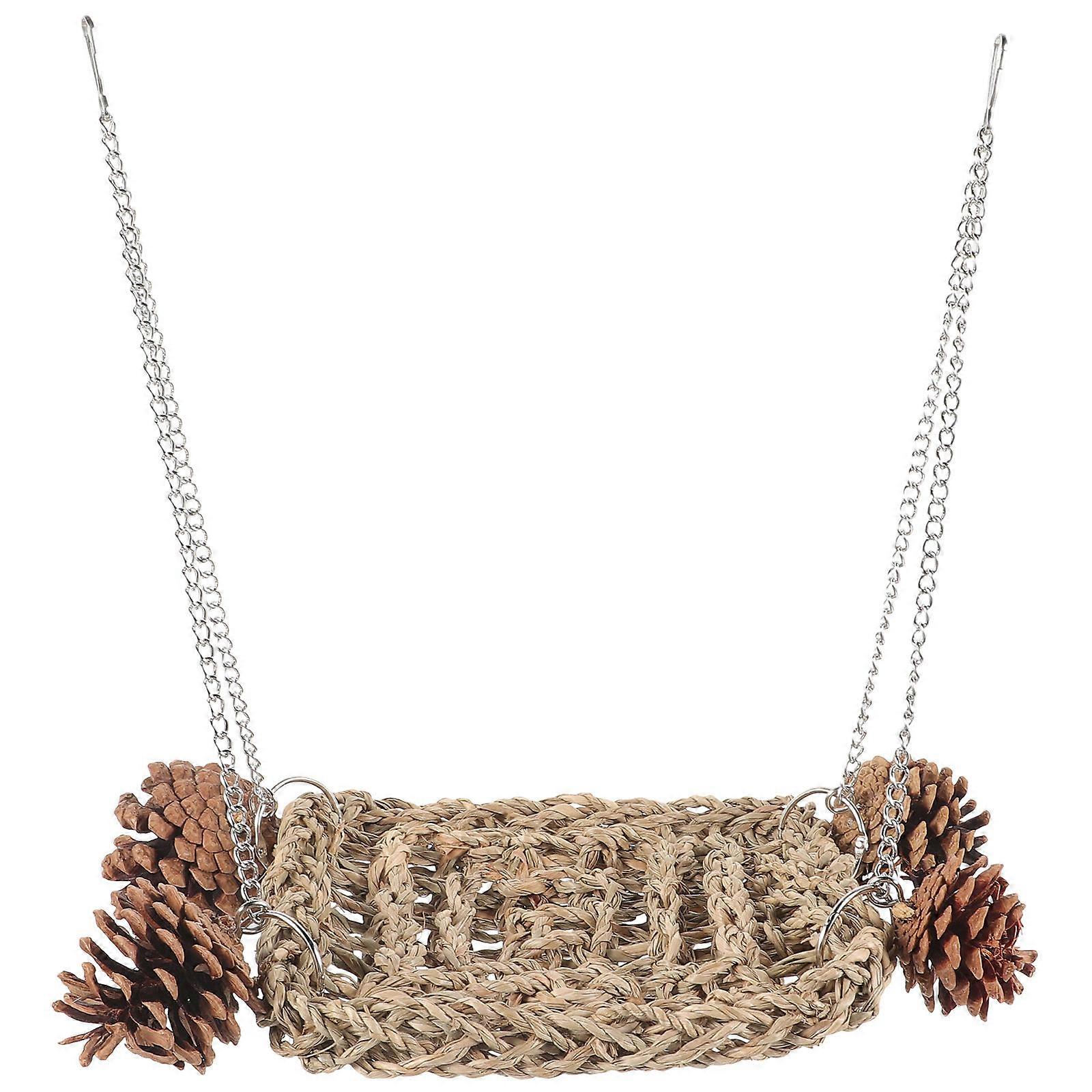 Light Brown Bird Swing Toy Parrot Hanging Hammock for Birds 3Pcs Set