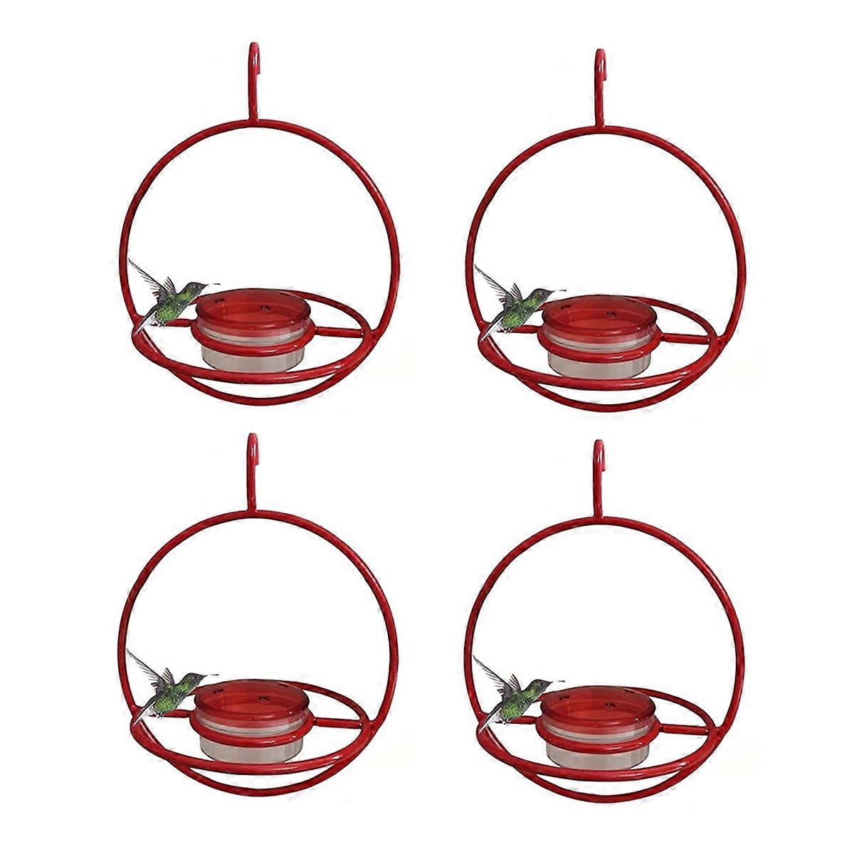 Circular Hanging Bird Feeder, Red Plastic Bowl Red