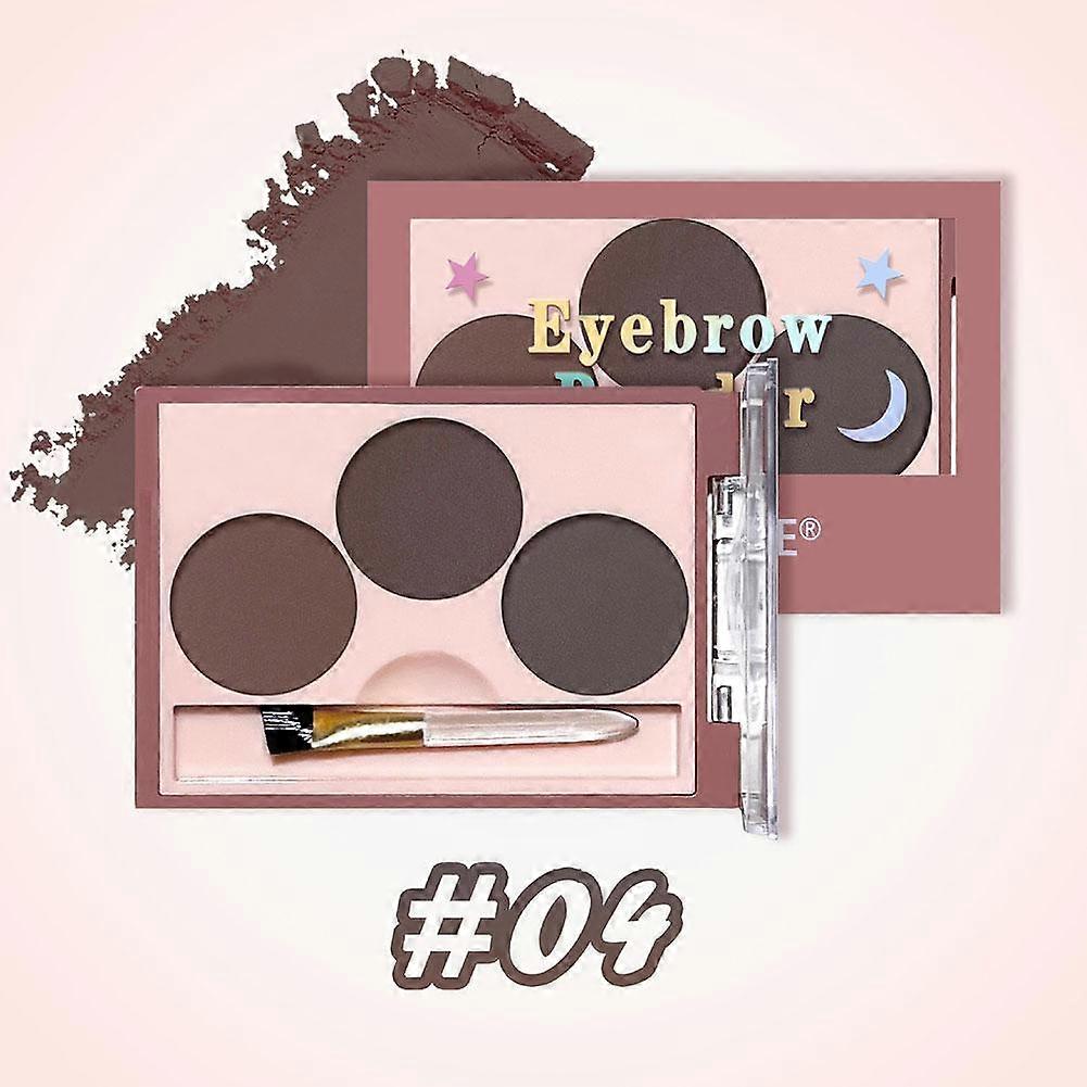 3-Color Eyebrow Powder Palette Long Lasting Natural Eyebrow Makeup Kit with Shimmer 4 Shades for Beginners Professionals