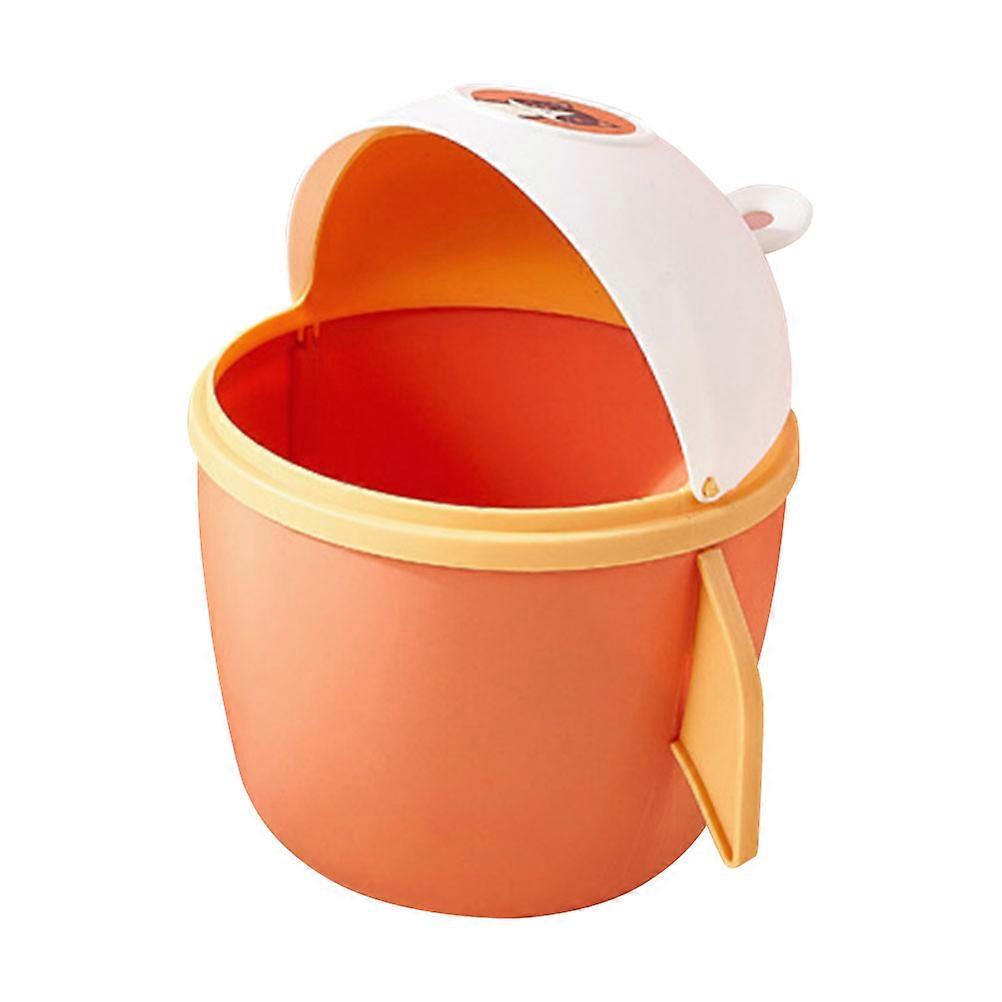 Creative Mini Trash Bin For Desktop Waste Paper Storage Suitable For Office Workers In Vibrant Orange 2Pcs