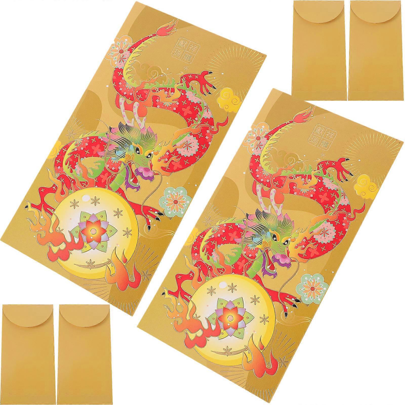 Spring Festival Red Envelope 12 Pcs Suitable For Important Occasions Unique Rectangular Shape Golden Color