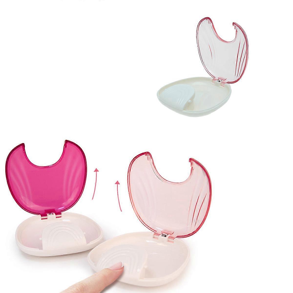 Transparent Retainer Case Pink Storage Container For Denture .4*7.5Cm 1Pack