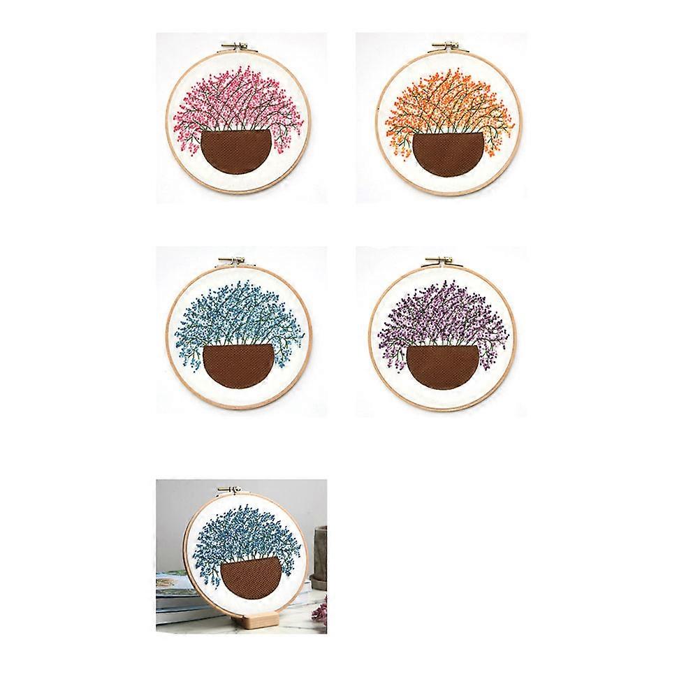 Embroidery Craft Kits 1 Set DIY Accessories For Art Craft Enthusiast 10 Inch Round Frame Purple Color Household Use