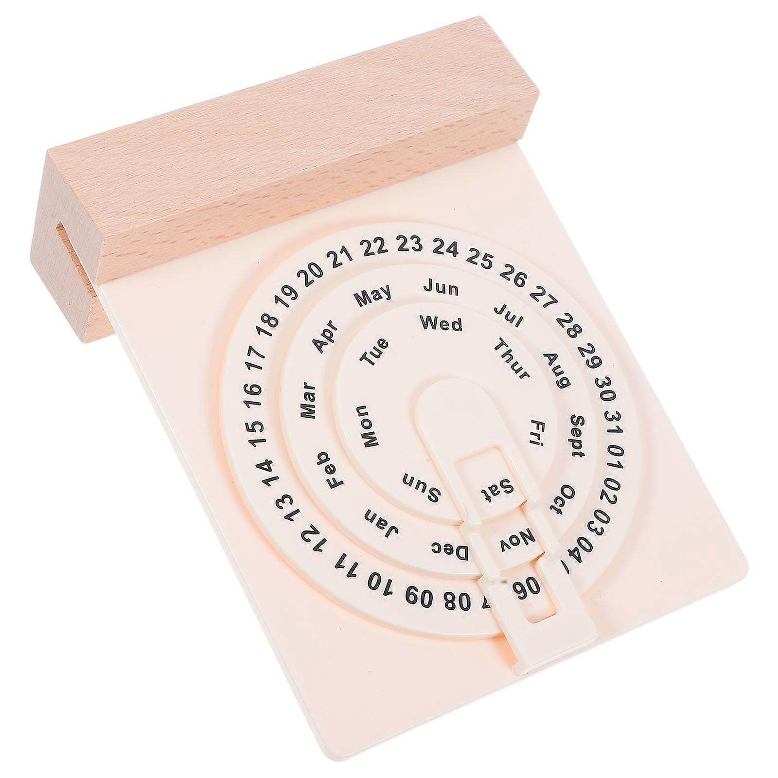 Perpetual Wooden Flip Calendar with Rotatable Disks 4Pcs Pack