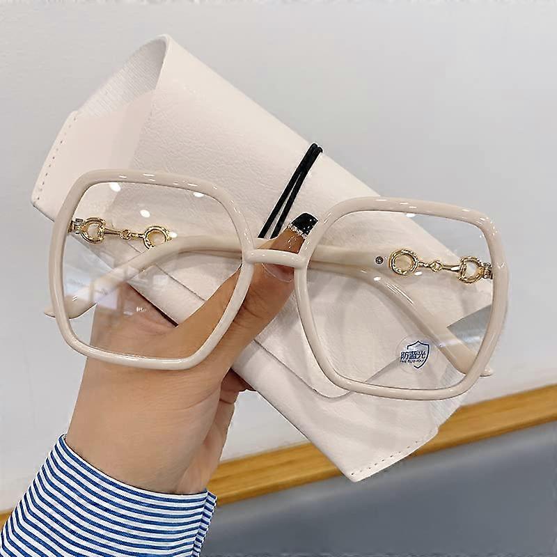 Oversized Reading Glasses Extra Large White +0.00 Diopter Square Blue Light Blocking Anti Glare Eyewear