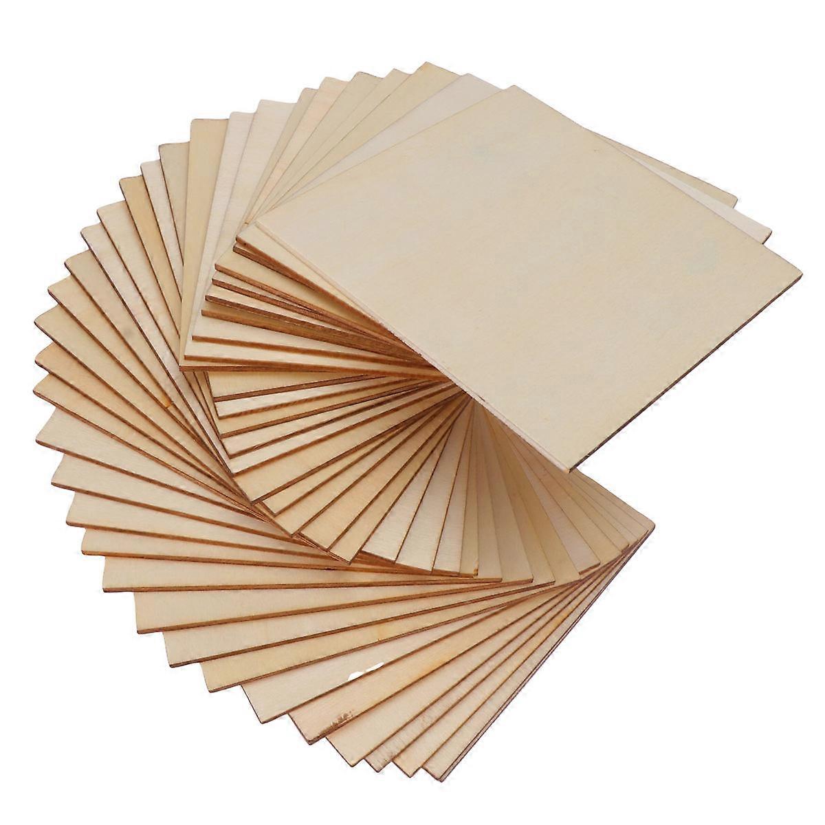 Light Yellow Wooden Slices Rectangular DIY Handicraft Accessories 72Pcs