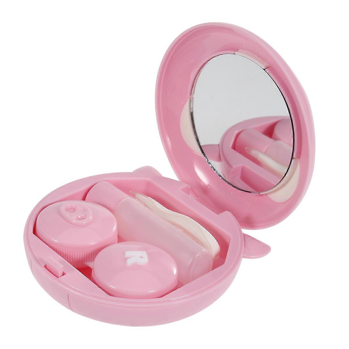 Cartoon Lens Pig Design Lens Storage Case for Storage 2Sets Pink