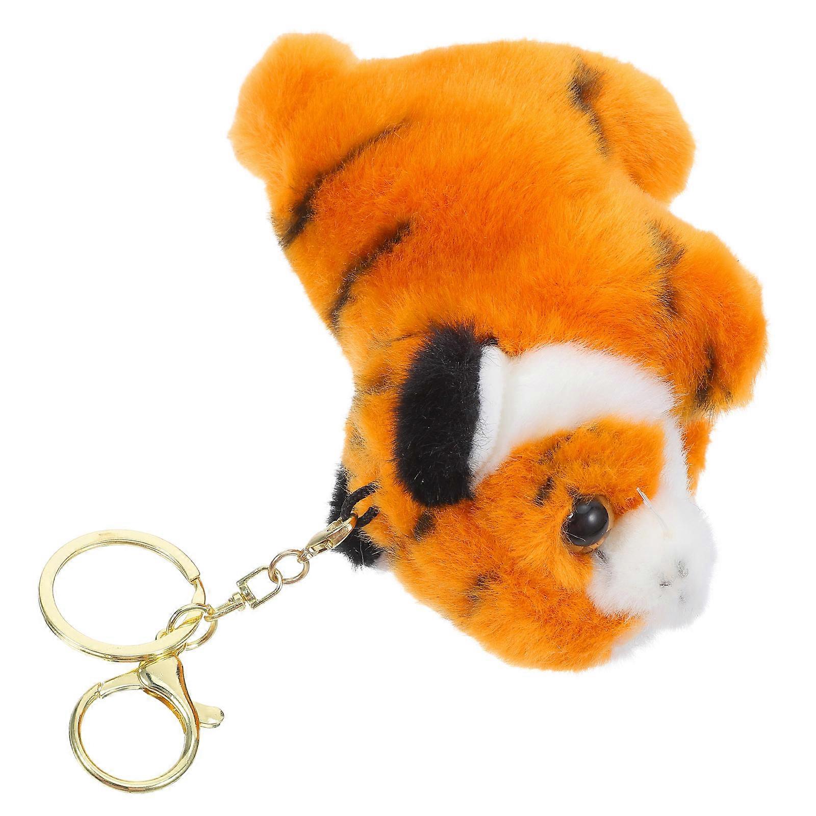 Standing Tiger Shape Keychain Plush Toy Bag Accessory For Children Special Occasions Soft Yellow 1Piece