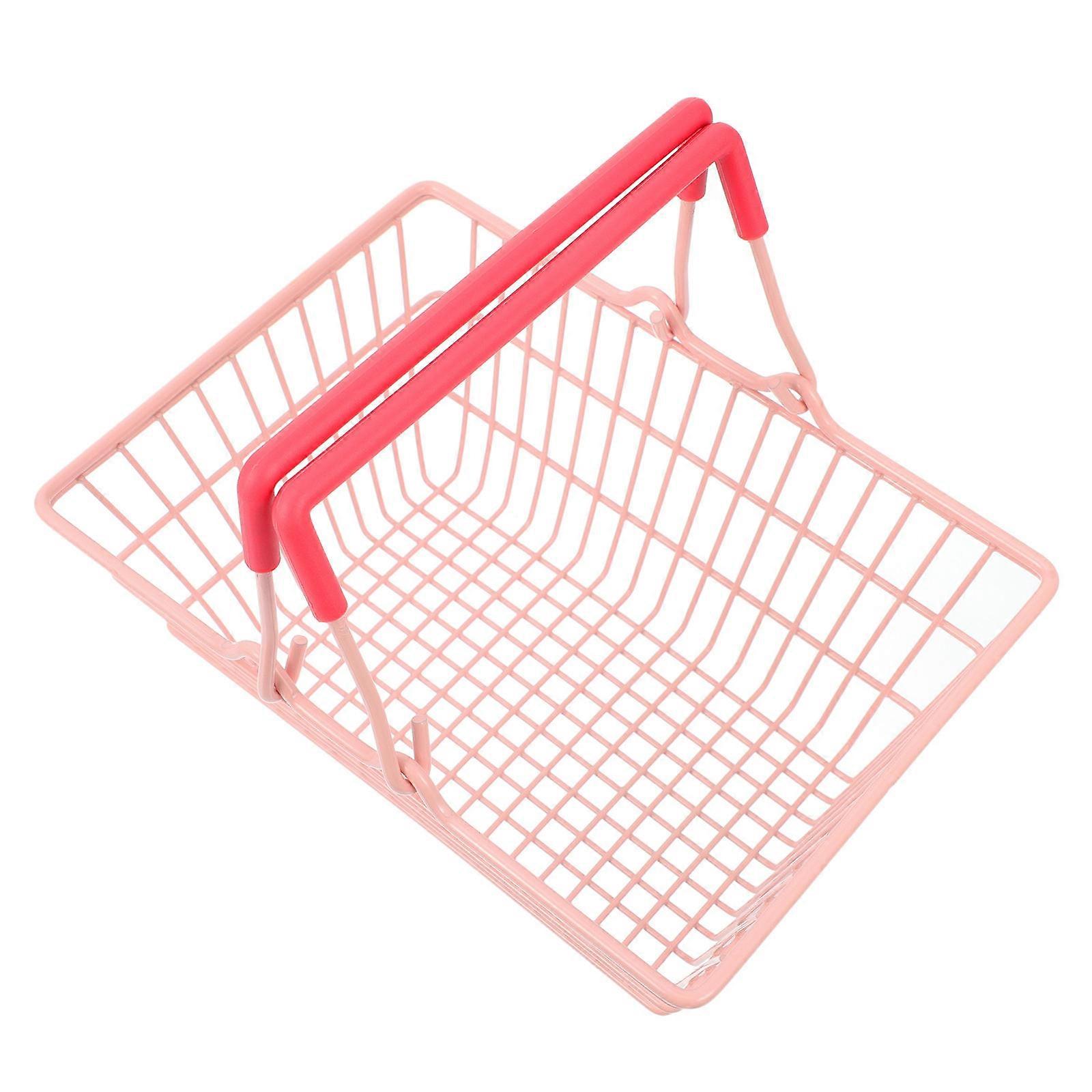 Handheld Shopping Basket for Storage Use 3Pcs Pink Alloy Practical Basket