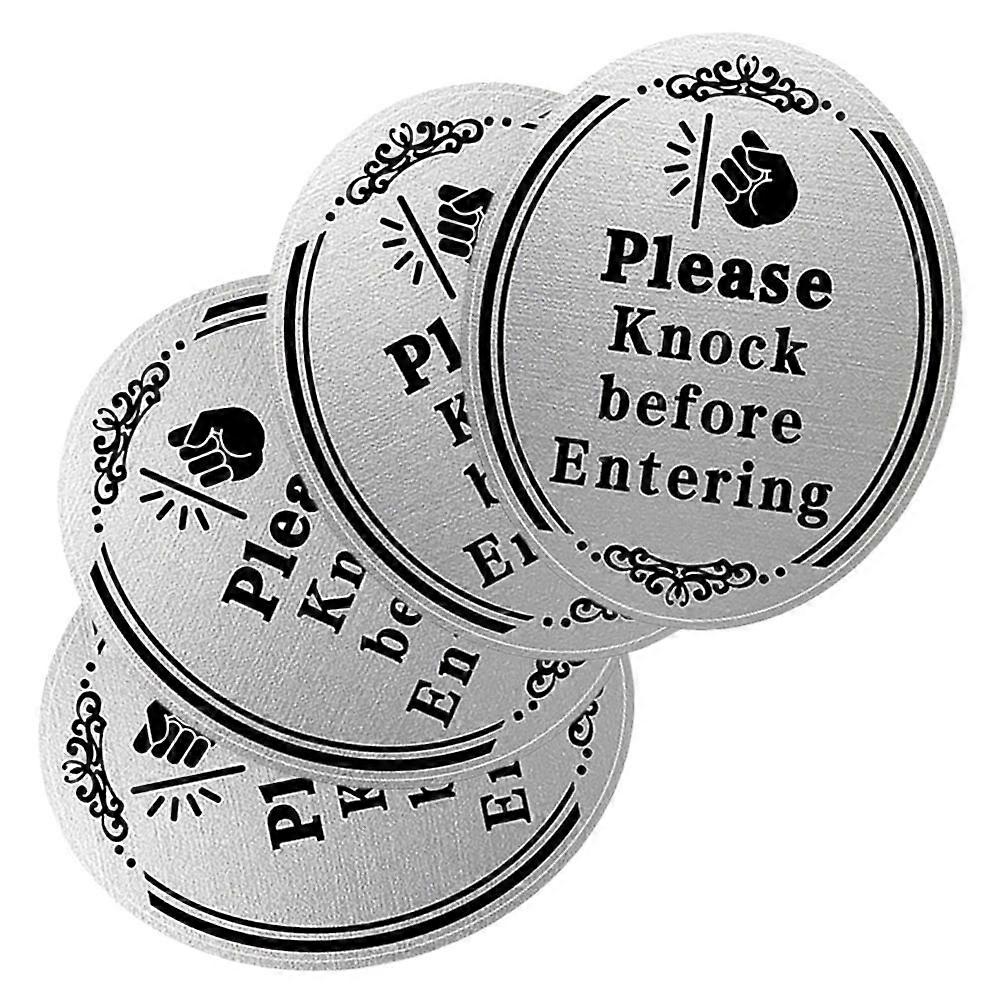 Knock Before Entering Door Sign Stickers for Home Use 12Pcs Black PVC
