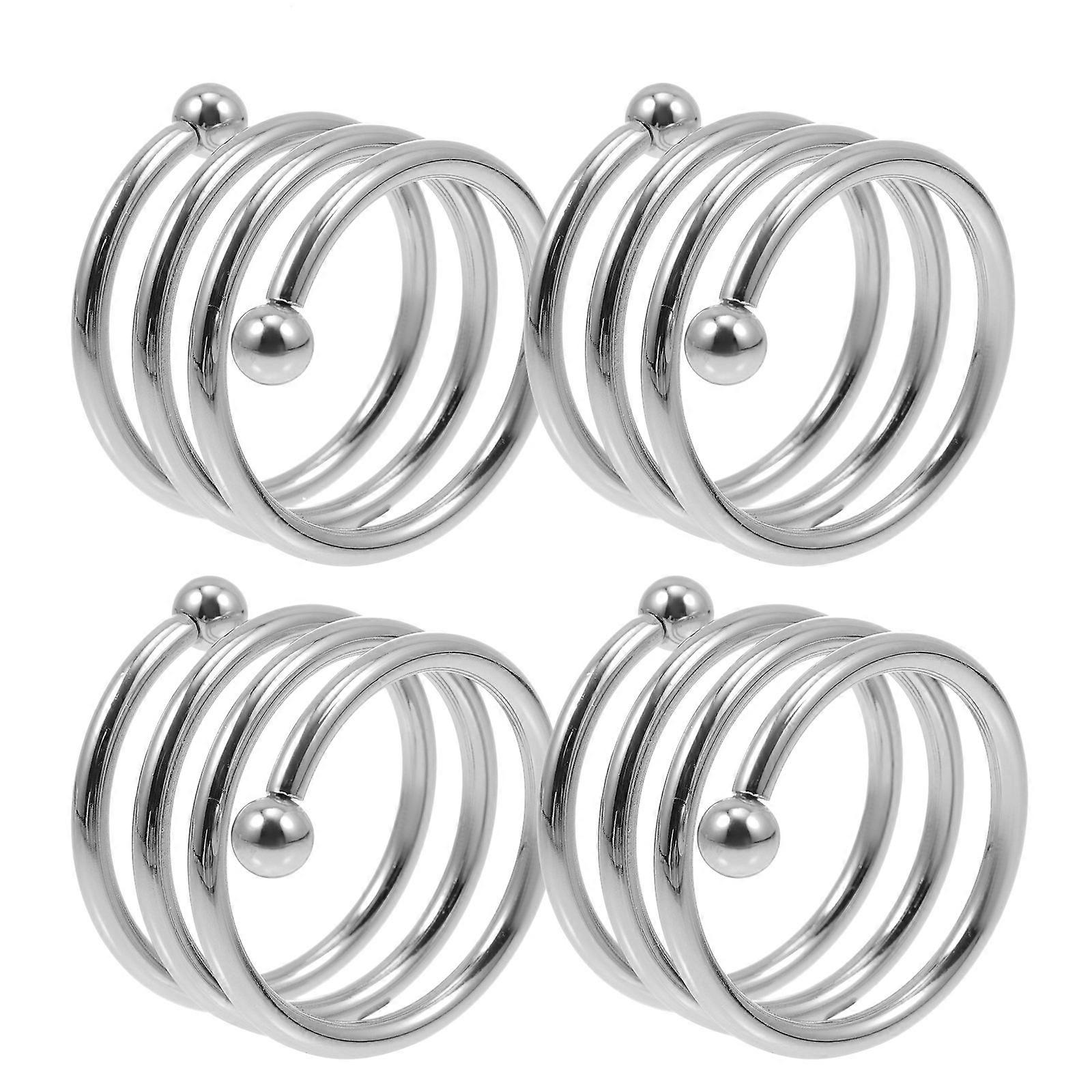 Iron Napkin Rings 4Pcs For Elegant Dining Table Decoration Family Gatherings And Parties Silver Color Functional