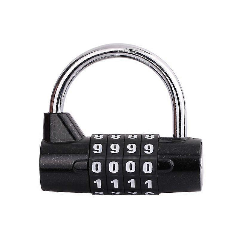 U-Shaped Combination Padlock, 4-Digit Combination Lock (Black)