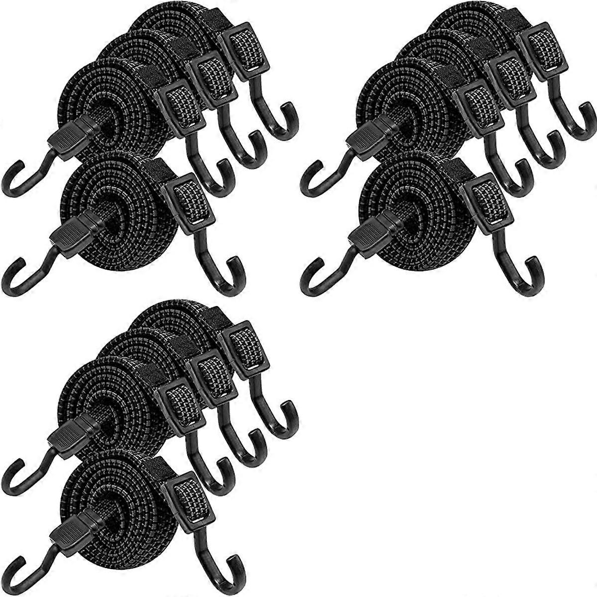 Bungee with Hooks,12Pcs Expanders with Hooks,100cm Adjustable Elastic Strap for Bicycle Carriers,Mot
