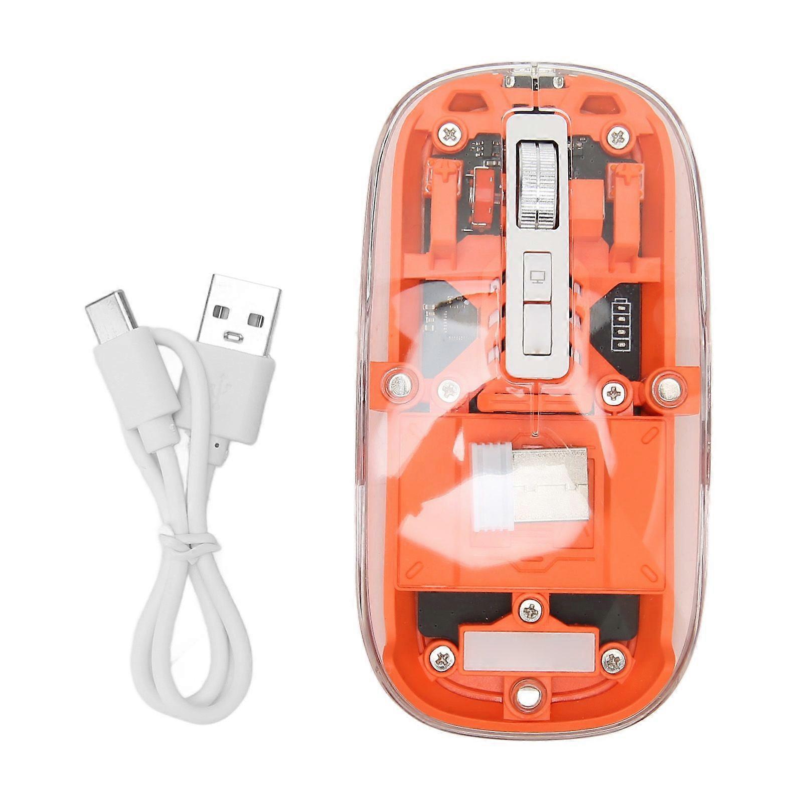 Wireless Bluetooth Mouse Transparent BT5.1 2.4G Dual Mode Mute Click Colorful Breathing Lights Mice for Laptop Computer