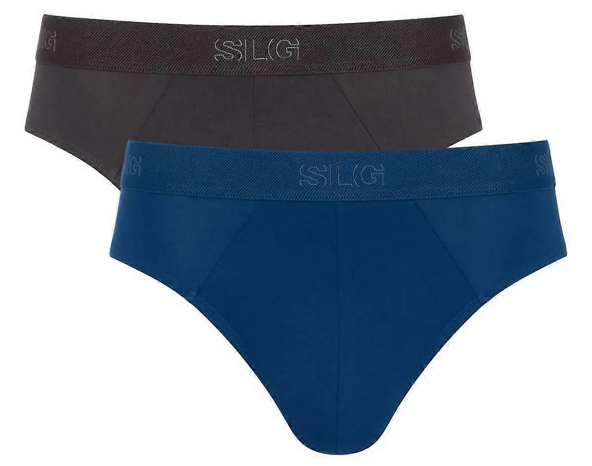 Sloggi SLG Base 2 Pack Midi Brief - Black/Blue