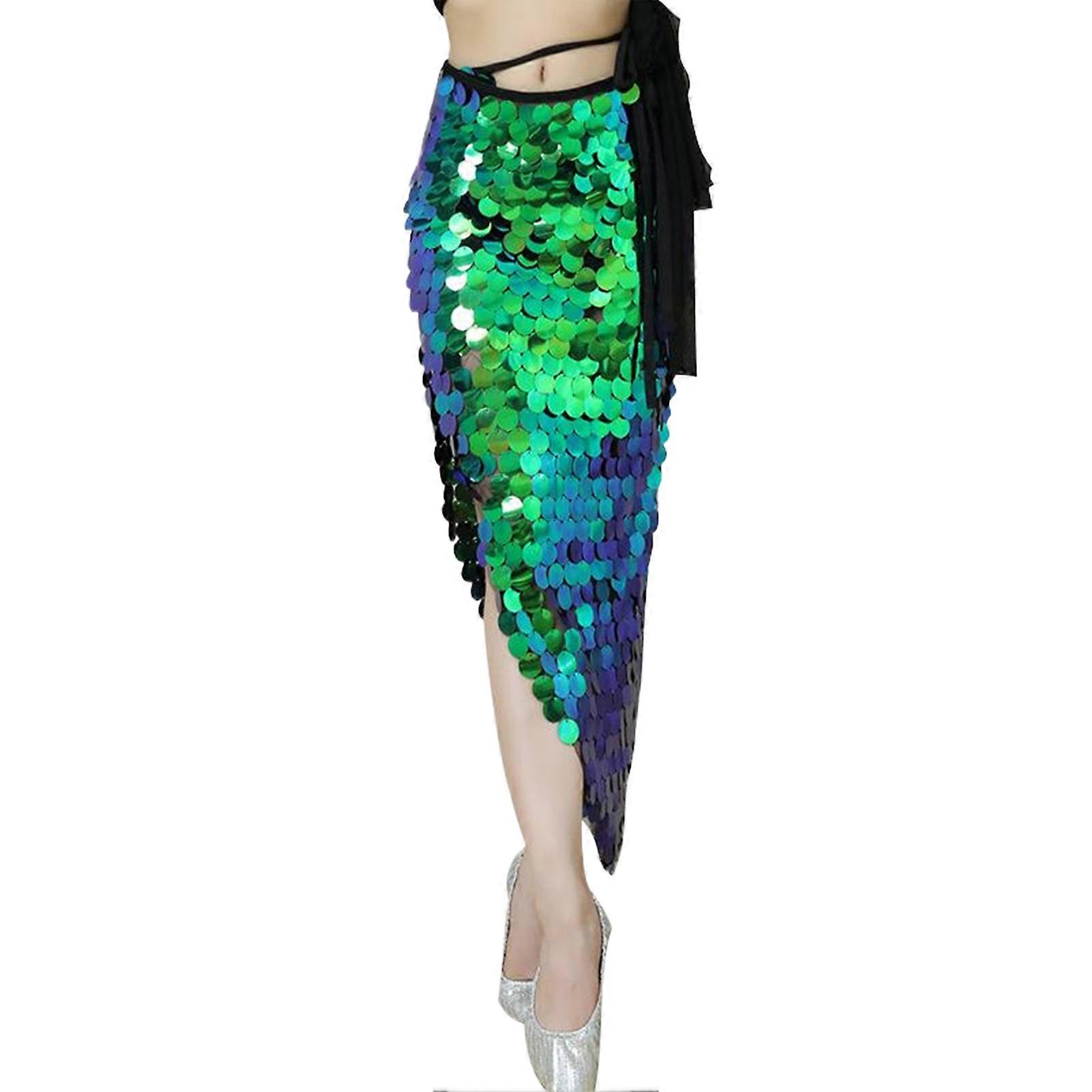 Polyester Shining Sequin Hip Scarf For Belly Dance Performances Round Triangular Scarf