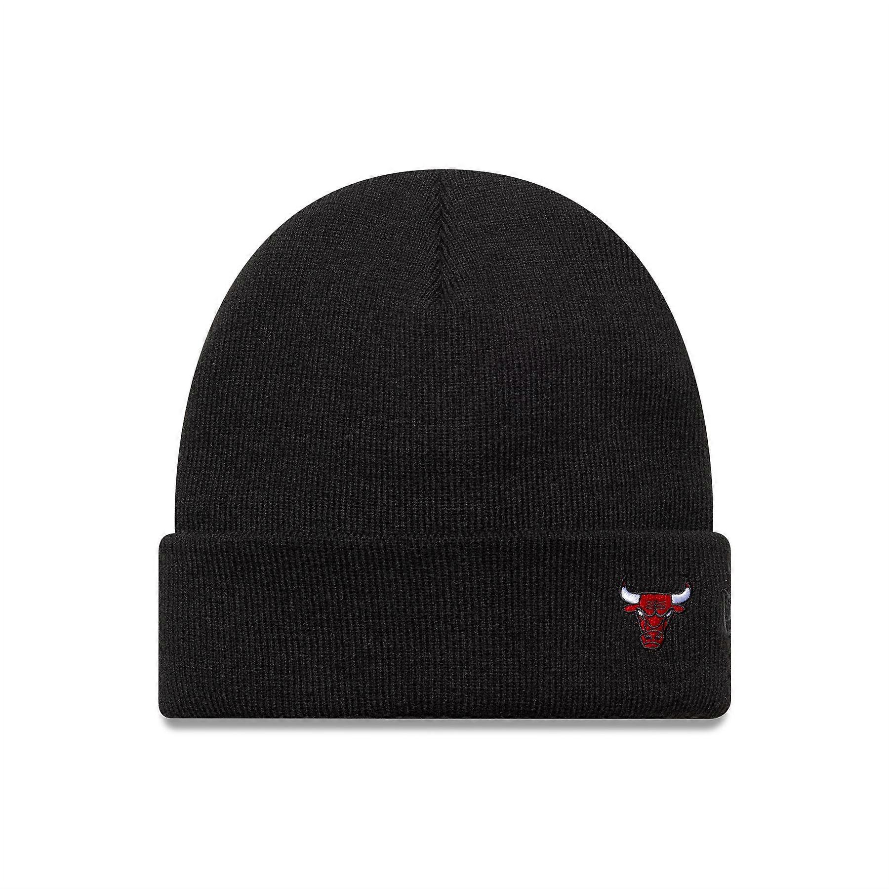 Chicago Bulls NBA Mini Logo Cuff Knit Beanie Hat Black