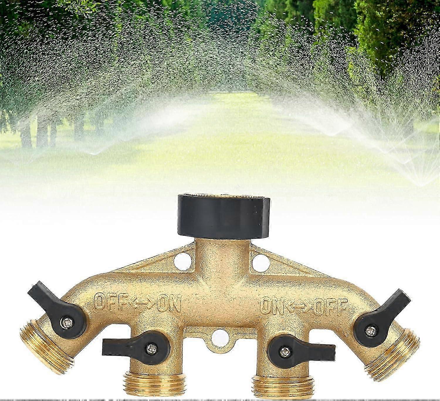 4 Way Faucet Distributor, Garden Faucet Distributor, Adjustable Lockable Water Flow Distributor, 3/4