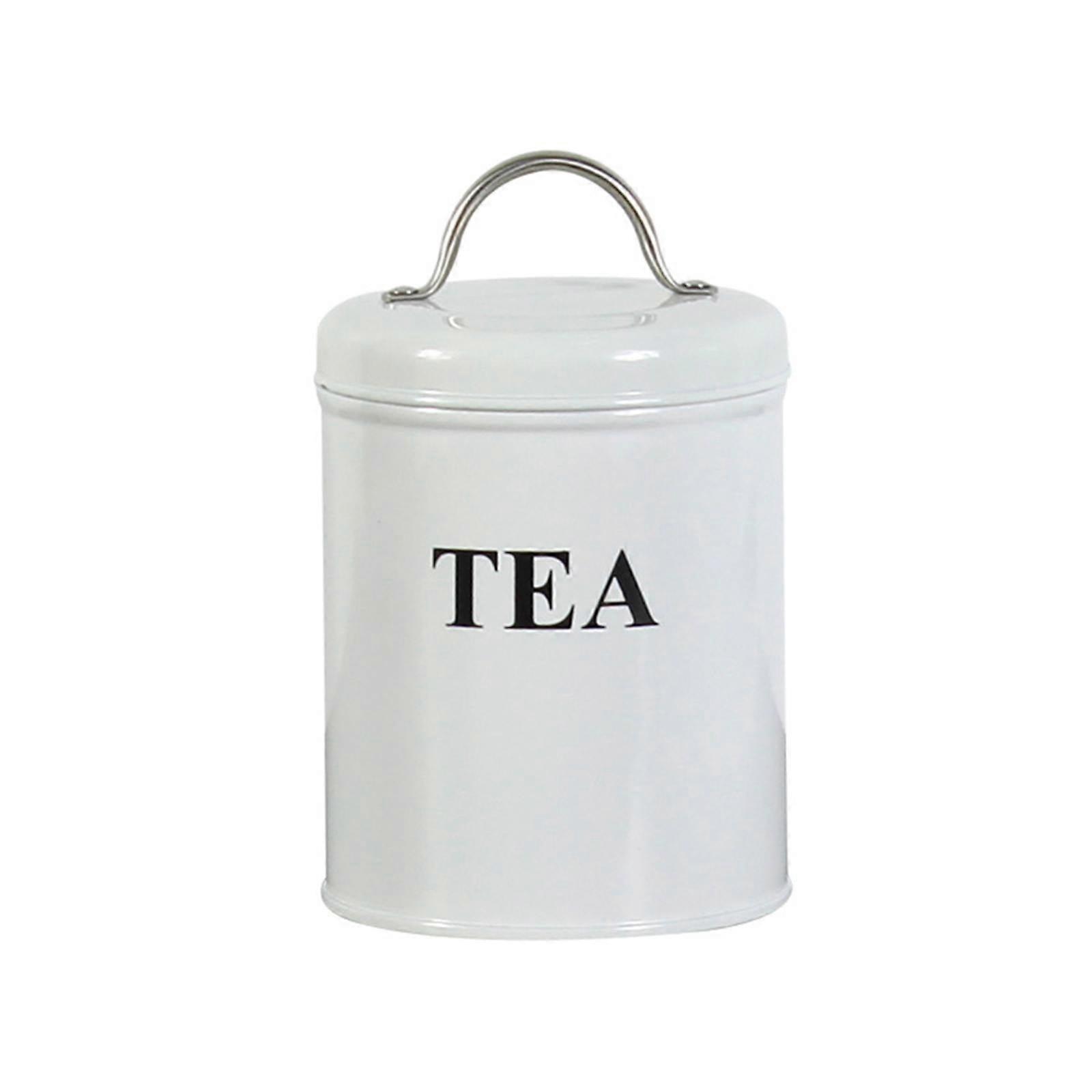 Clearance! Vintage Metal Storage Containers with Lids & Tray, Compatible with Tswift, for Coffee, Tea, Sugar - White