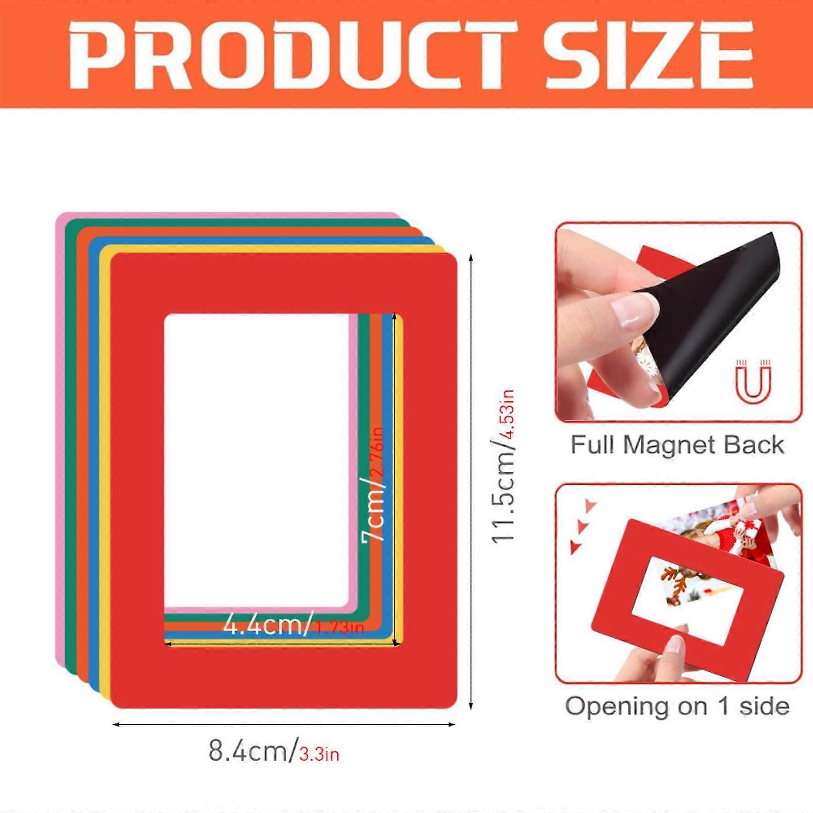 Magnetic Picture Frame 6PCS Mixed Color, Compatible with Refrigerator Decor, Punch-Free Photo Display Sticker for Kids & Certificate