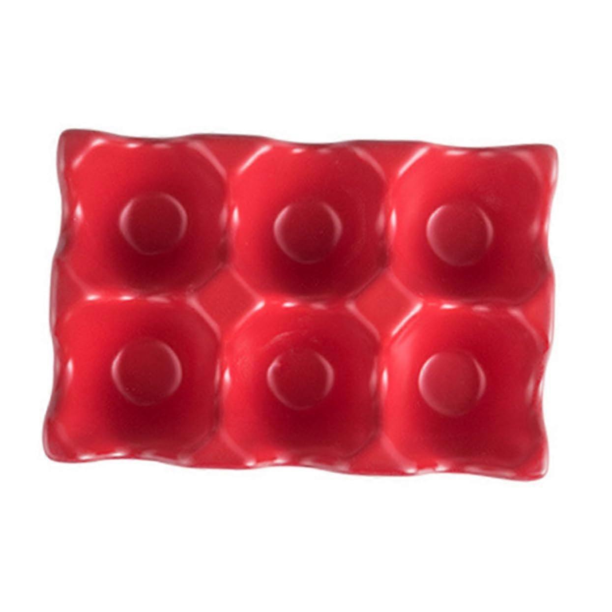 Ceramic Egg Holder Lid 6Grid Egg Storage Container For Refrigerator Red 14.5x9.5x3.2cm