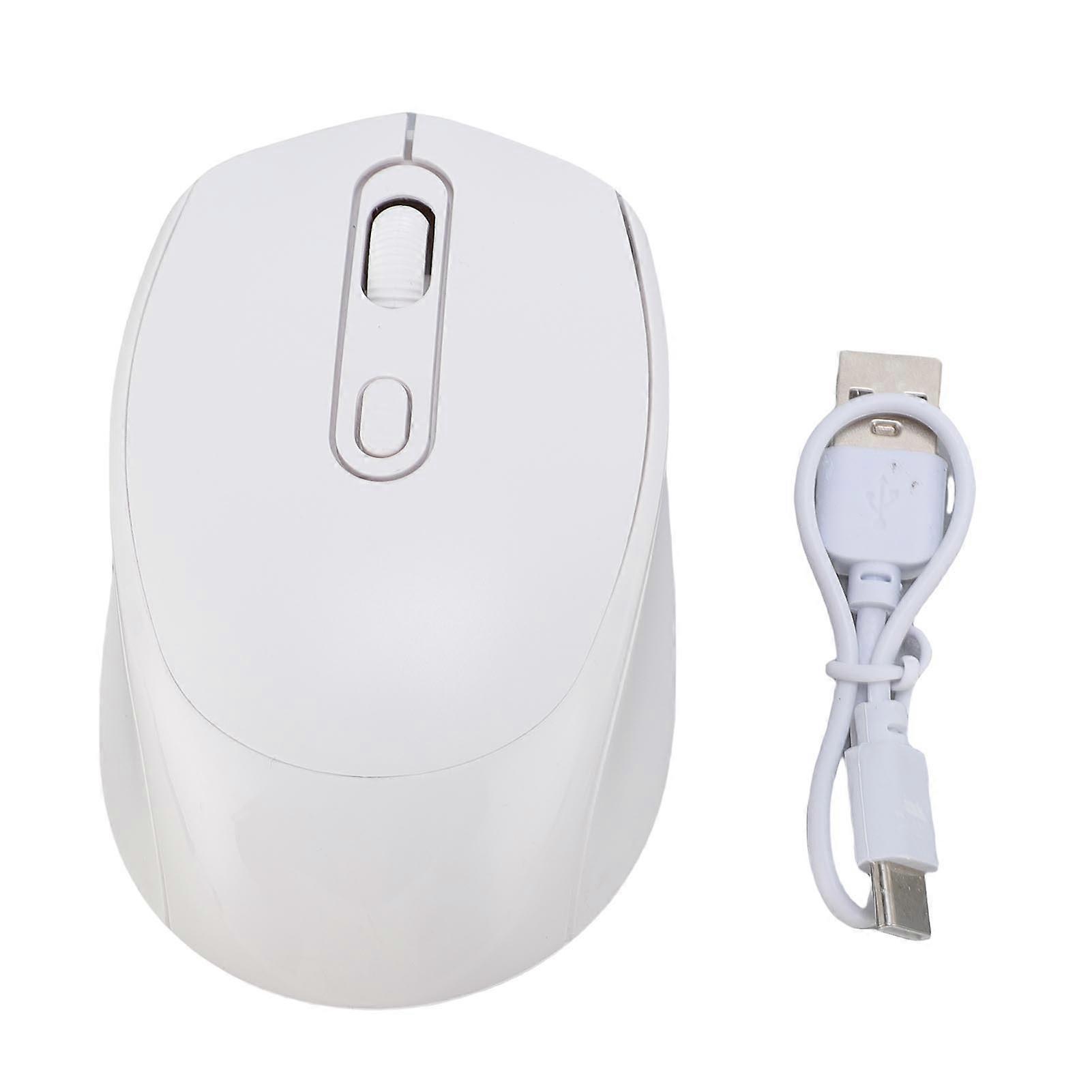 Rechargeable Wireless Mouse Silent Dual Modes 800-1600 DPI Adjustable Macaron White