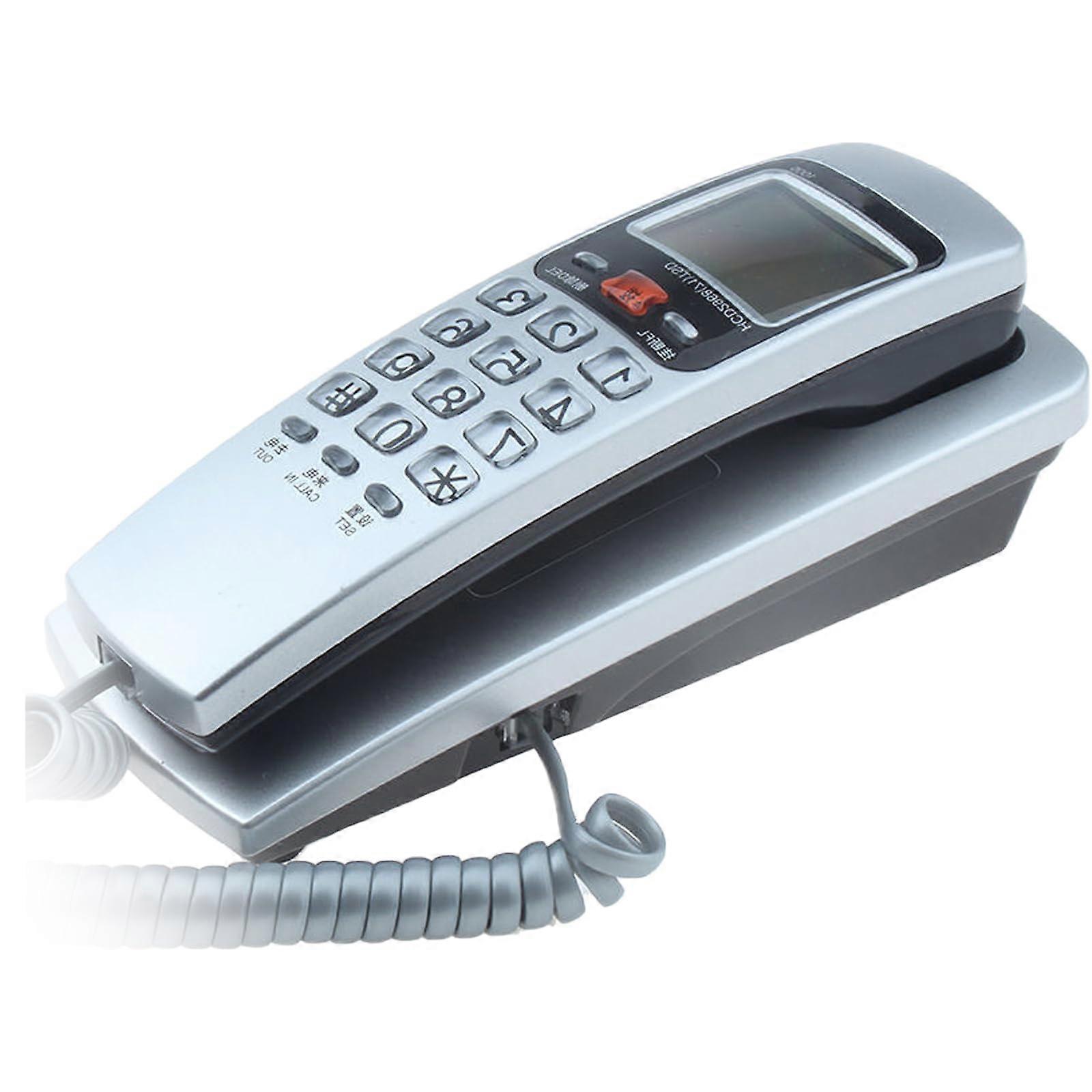 Corded Telephone Desk And Wall Mount With Caller Display Last Number Redial And Query Functions For Office Home Silver