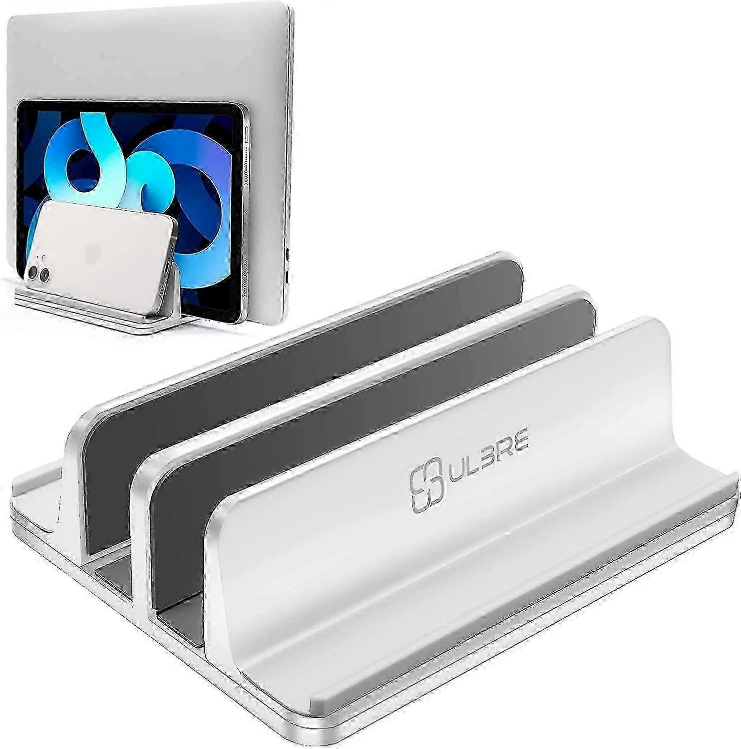 Adjustable Aluminium Vertical Laptop Stand with 4 Slots for Efficient Notebook Organisation