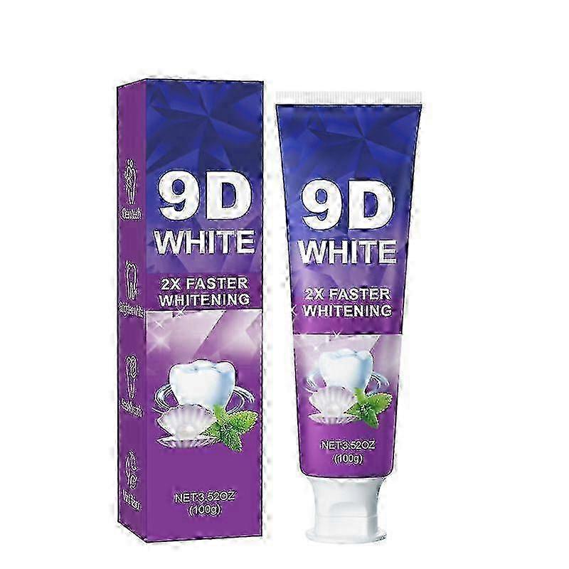 9D Pearl White Toothpaste with 2x Faster Whitening Action - Deep Stain Removal, Mint Formula for Fresh Breath and Brighter Teeth