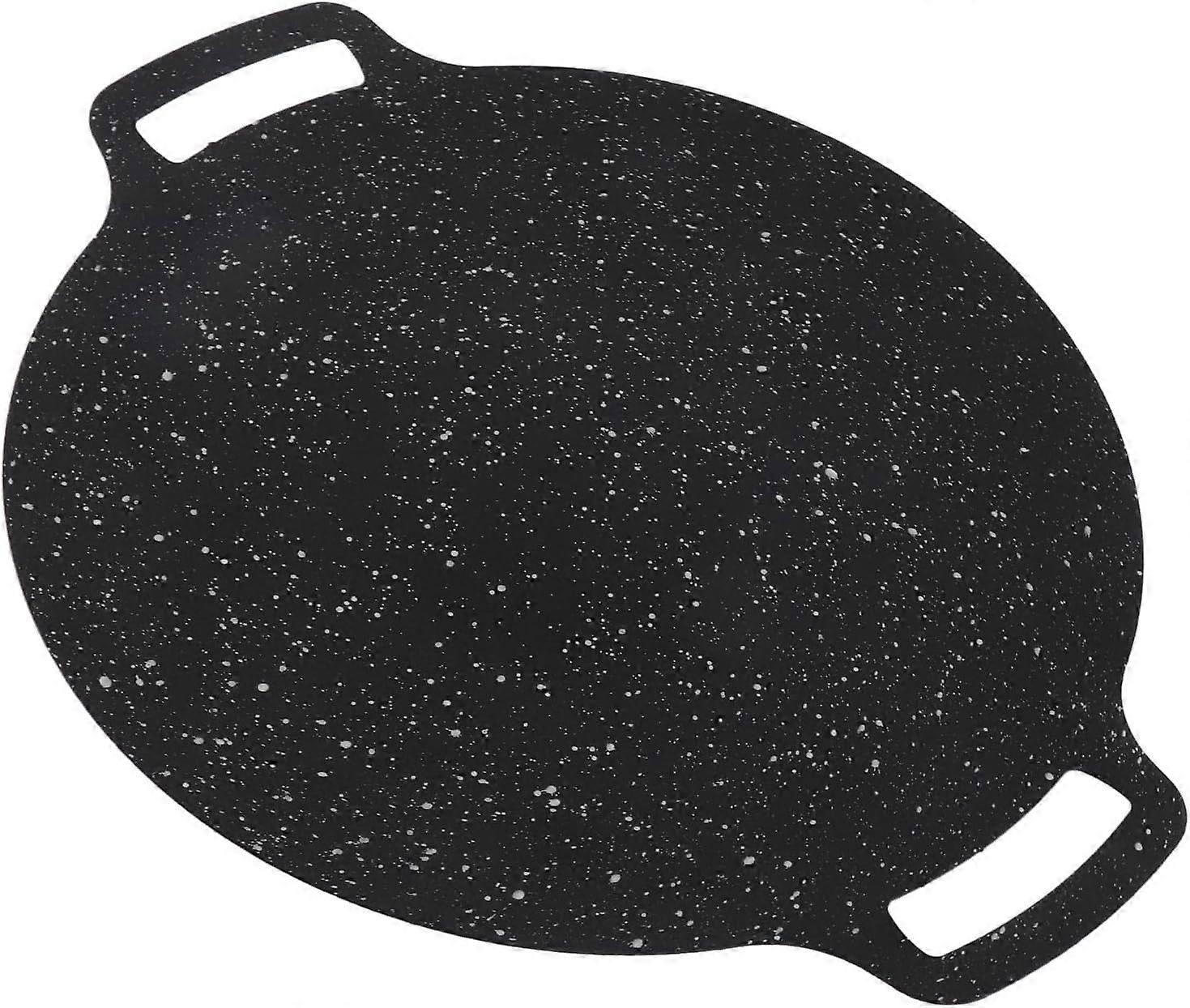 Non Stick Grill Pan, Double Handle Round Griddle, Multifunction Frying And Baking Pan, 30cm, Black