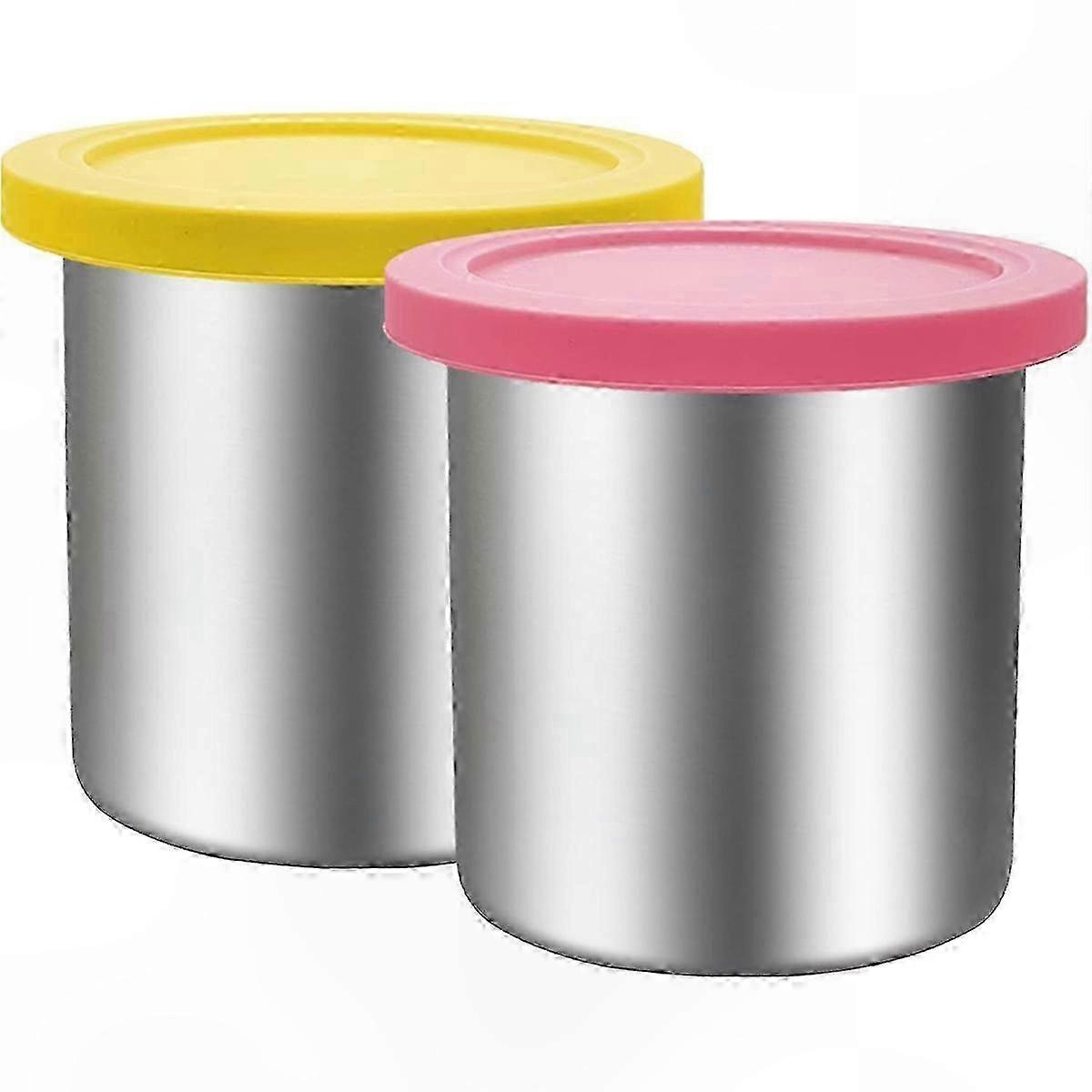 24 Oz Stainless Steel Pint Containers with Lids for Ice Cream Makers, Compatible with Ninja Creami NC500 NC501 CN501CO Series