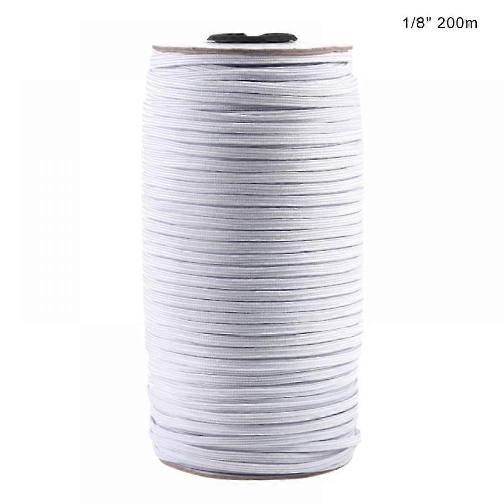 Élastique Prettyui blanc, longueur 3 mm (1/8 pouce), largeur 3 mm (1/8 pouce), en bobine extensible, idéal pour les loisirs créatifs, le bricolage, les masques et les manchettes.