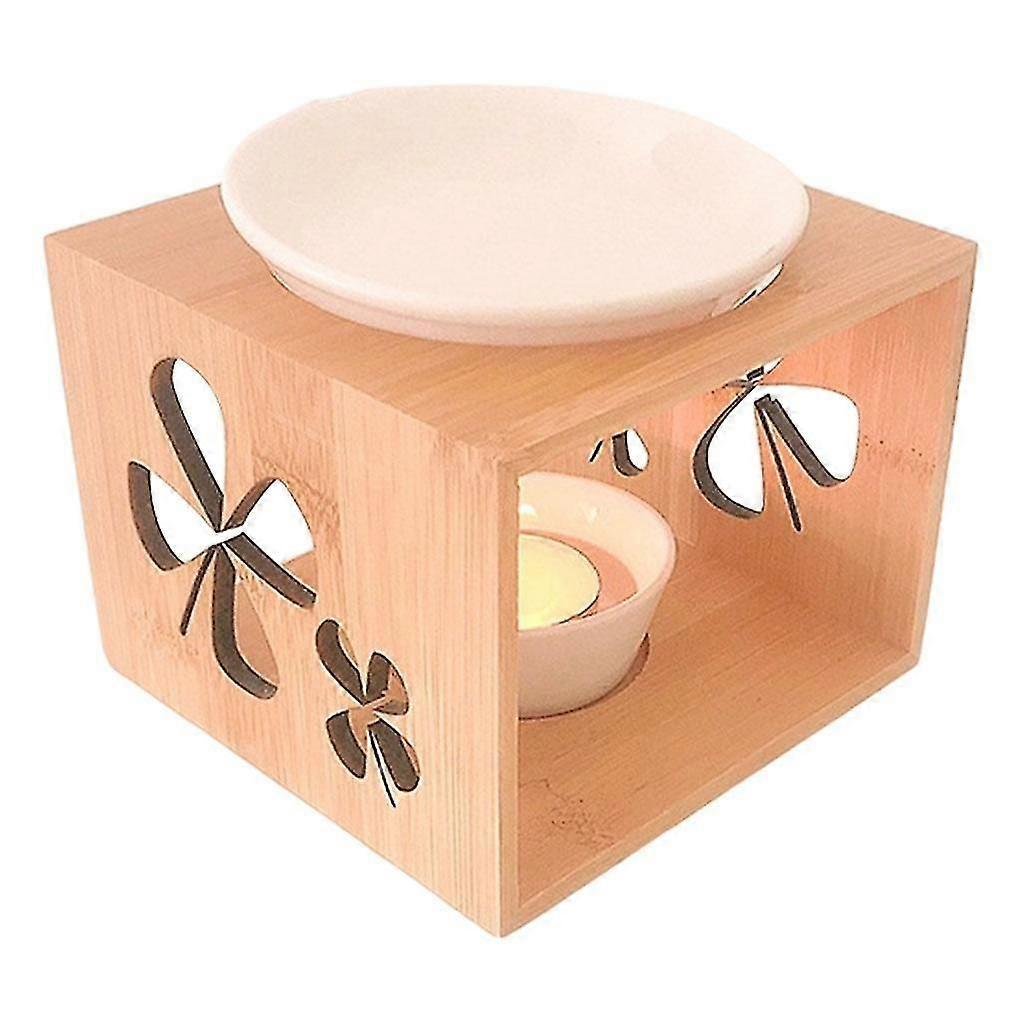 Ceramic Scented Candle Holder Oil Burner Home Decor Four Leaf