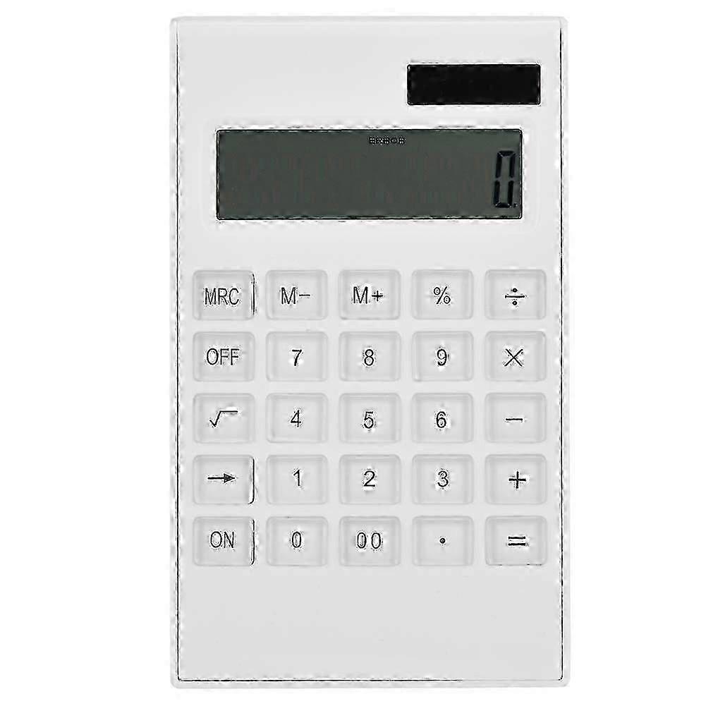 Student Scientific Desktop Solar and Battery Dual Powered White Calculator with Crystal Button