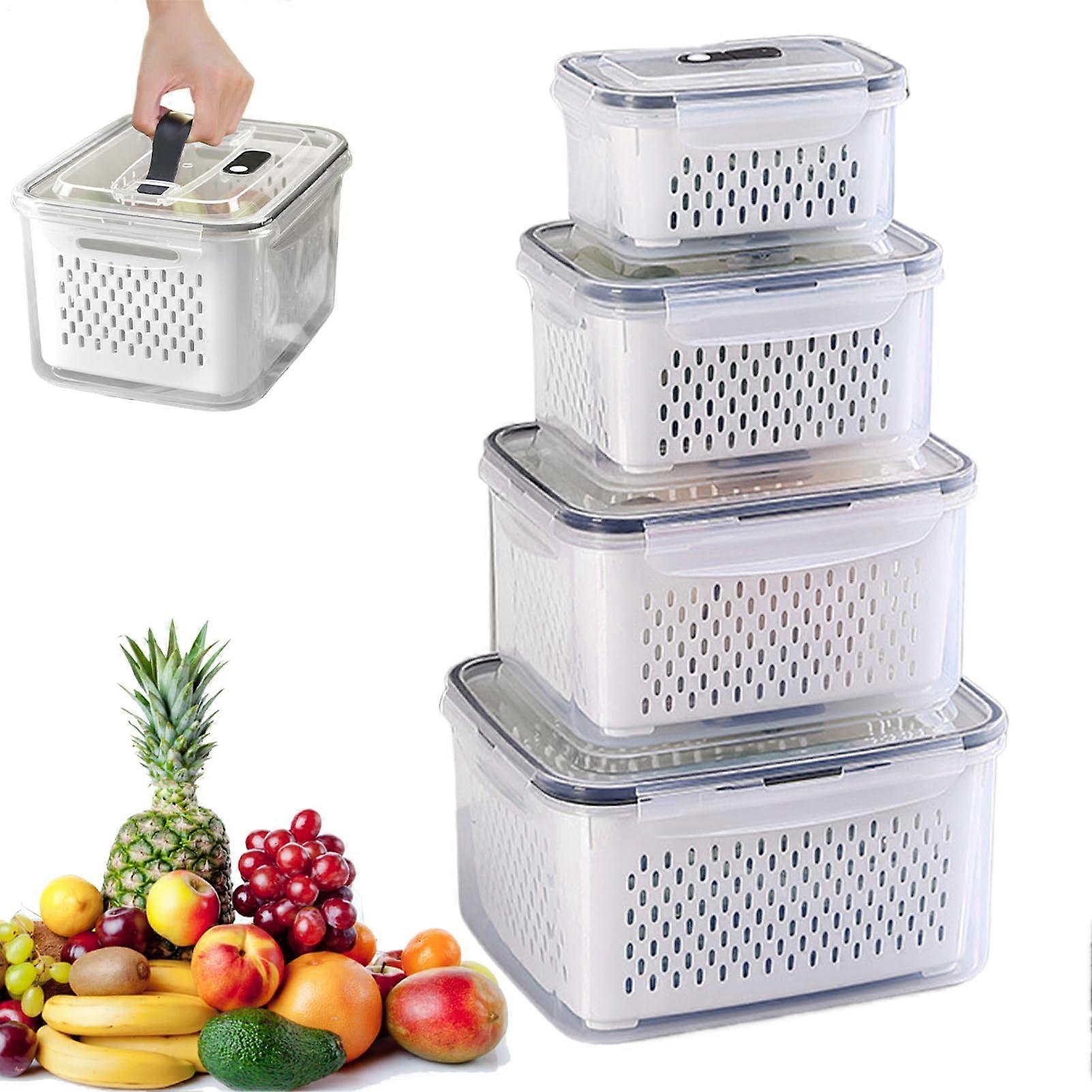 Fruit Storage Container For Fridge Stackable Refrigerator Storage Containers With Lid 4Piece Set U Clear Plastic Boxes