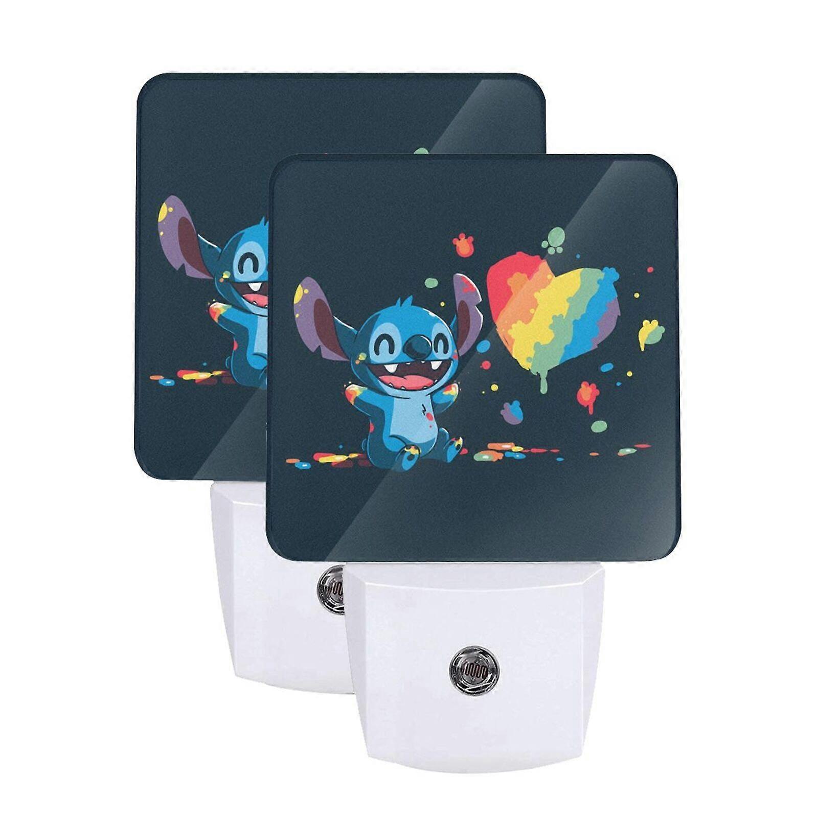 Stitch 2er-Set LED-Nachtlichter mit Dämmerungssensor und automatischer Ein- und Ausschaltfunktion für die Zimmerdekoration – Thema 12