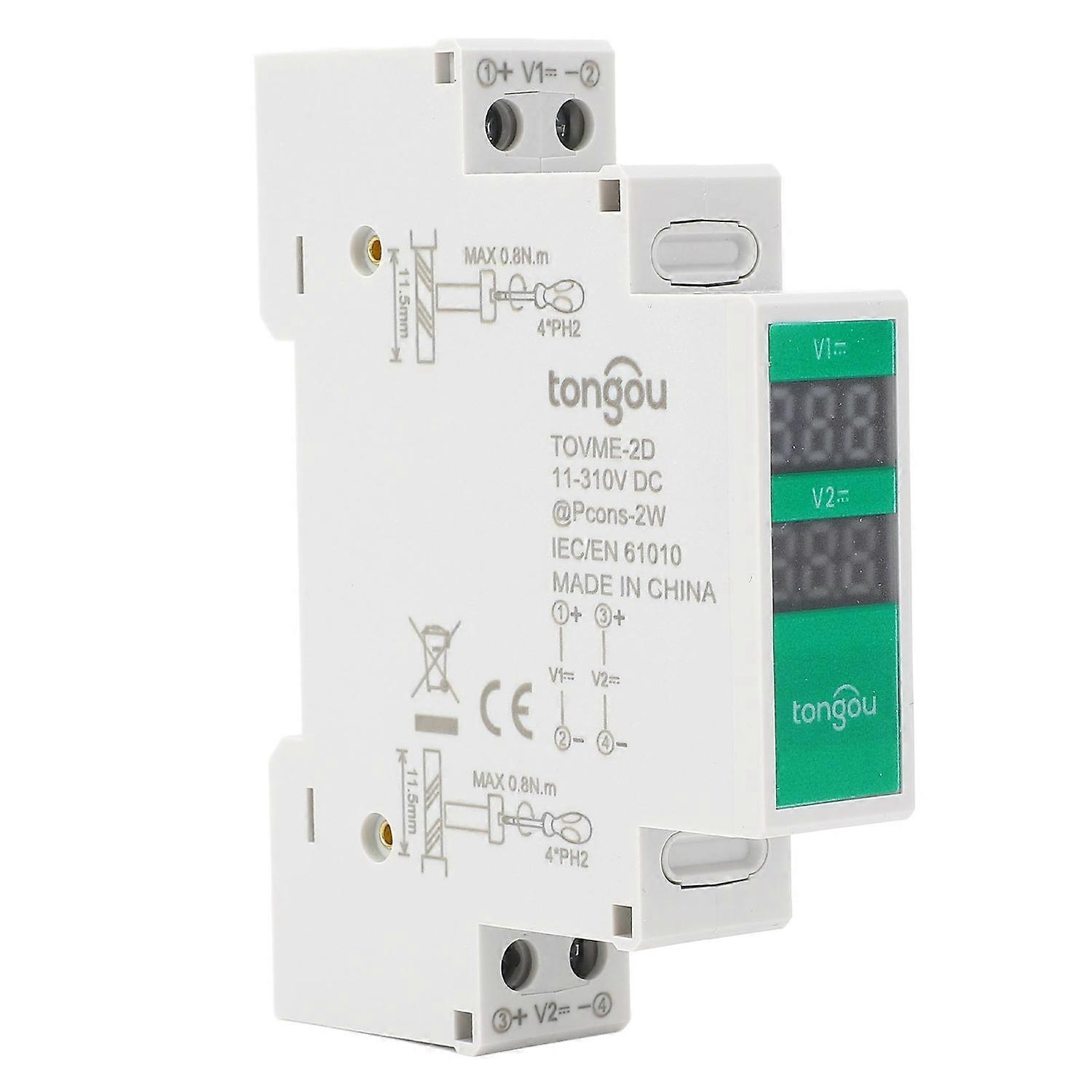 DIN Rail Voltmeter DC 11V to 310V Voltage Range LCD Digital Display Din Rail Mount Voltage Meter