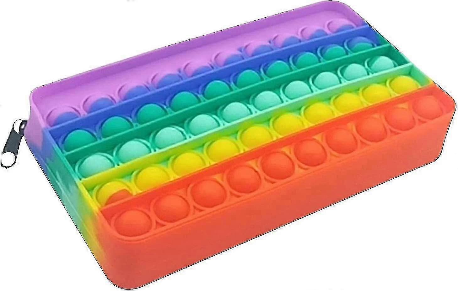 Étui à crayons Push Pop Fidget Jouet & Simple Sensoriel Silicone Bubble Toy, Sac de rangement Décompression Jouet pour enfants, Super Jumbo Push Pop Office Papeterie O