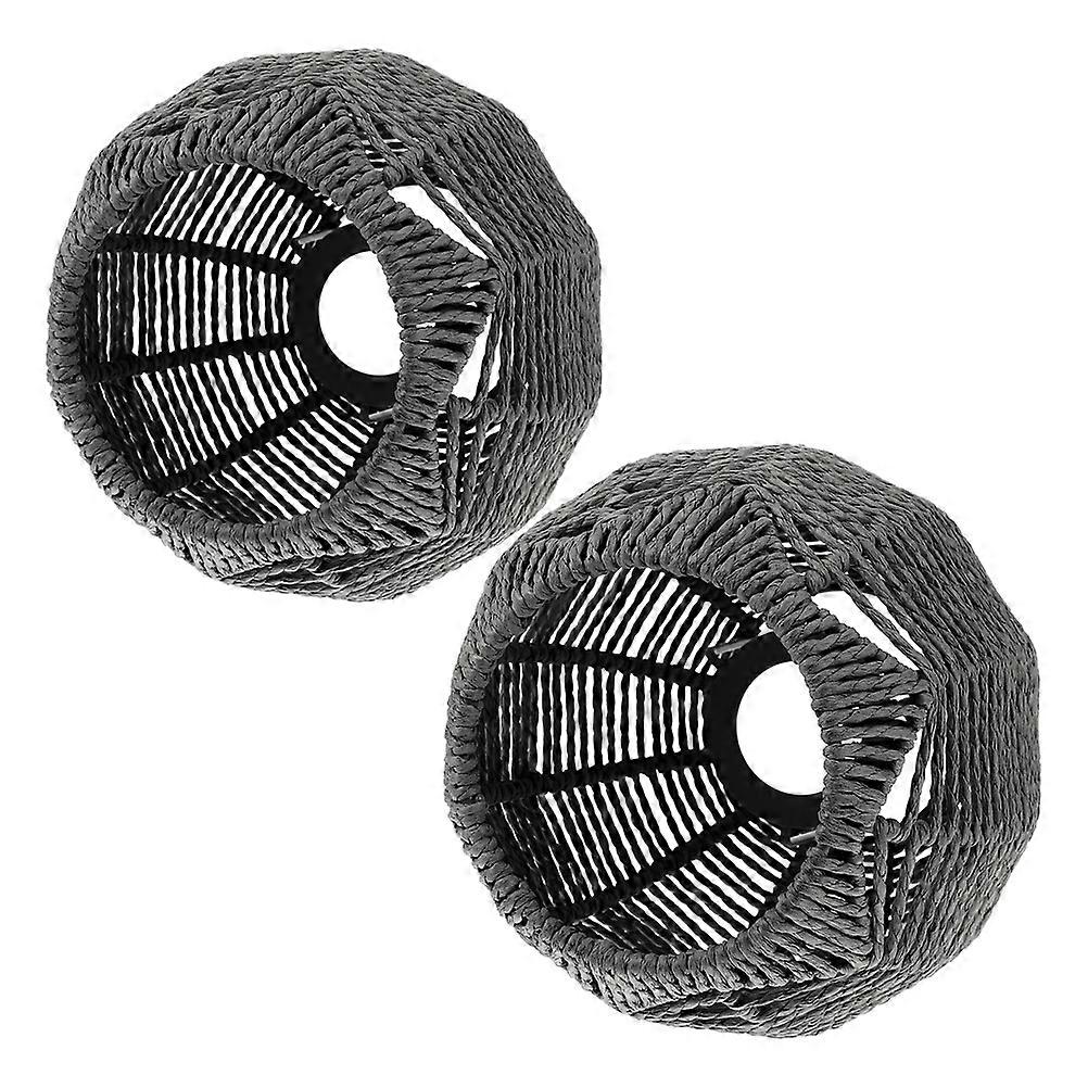 Bohemian Style Lampshade Rope Pendant Light Shade for Cafes Constructed from Metal and Paper Rope 2Pcs