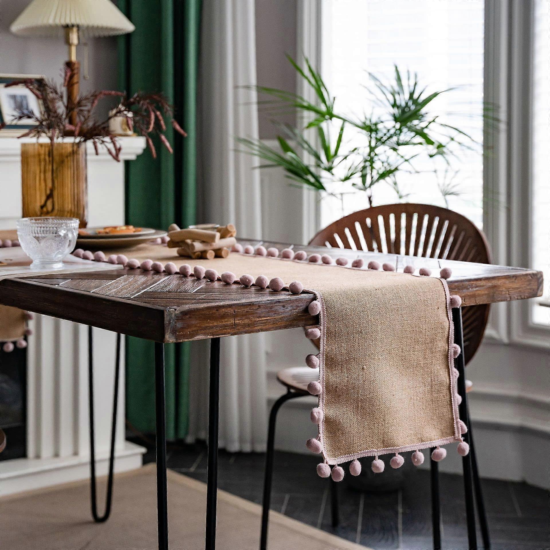 Table Runners Burlap Jute 30 x 275 cm Natural Color With Lace Sewn Edge Farmhouse Rustic Decor