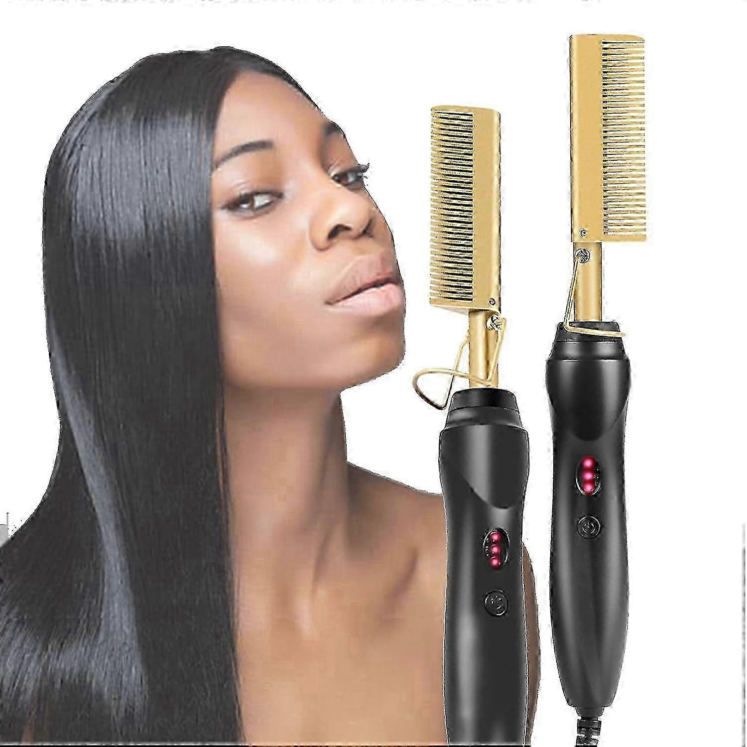 Professional Straightening Comb, Heat Pressing Comb, Quick Shaping in 30 Seconds, Safe with Anti-Scald Designs, Flame-Retardant Material, Portable 25-