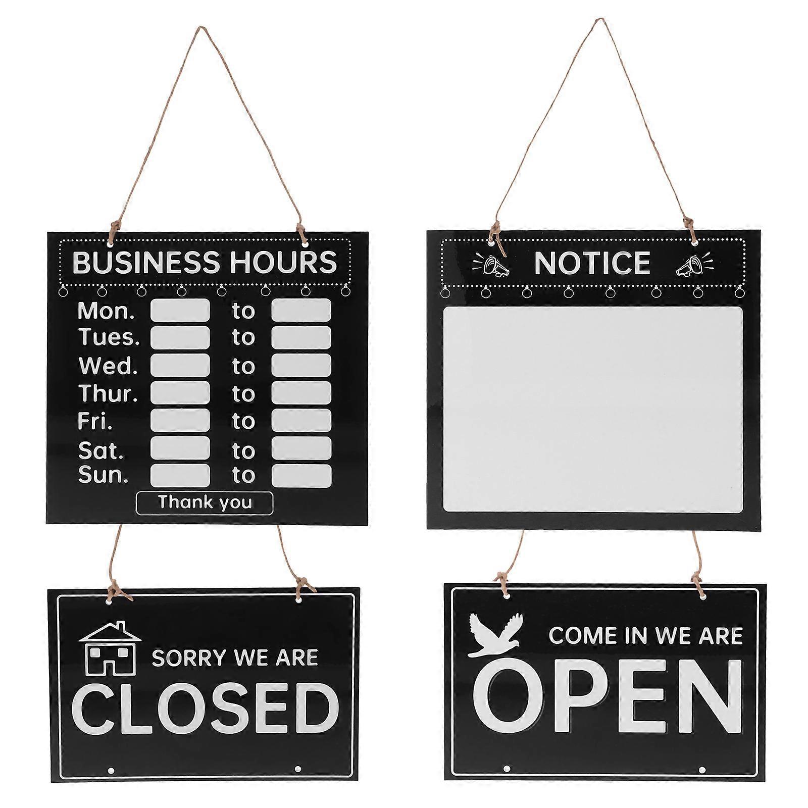Store Hour Sign Rectangle Black Writable Open Closed Sign For Shops 1Set