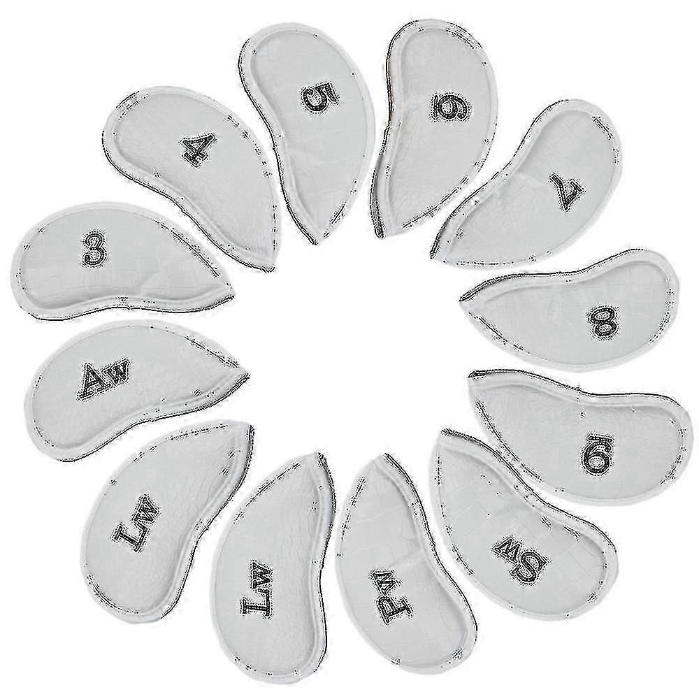 12st/set Pu Golf Iron Head Täcker Golfklubb Headcover Vit