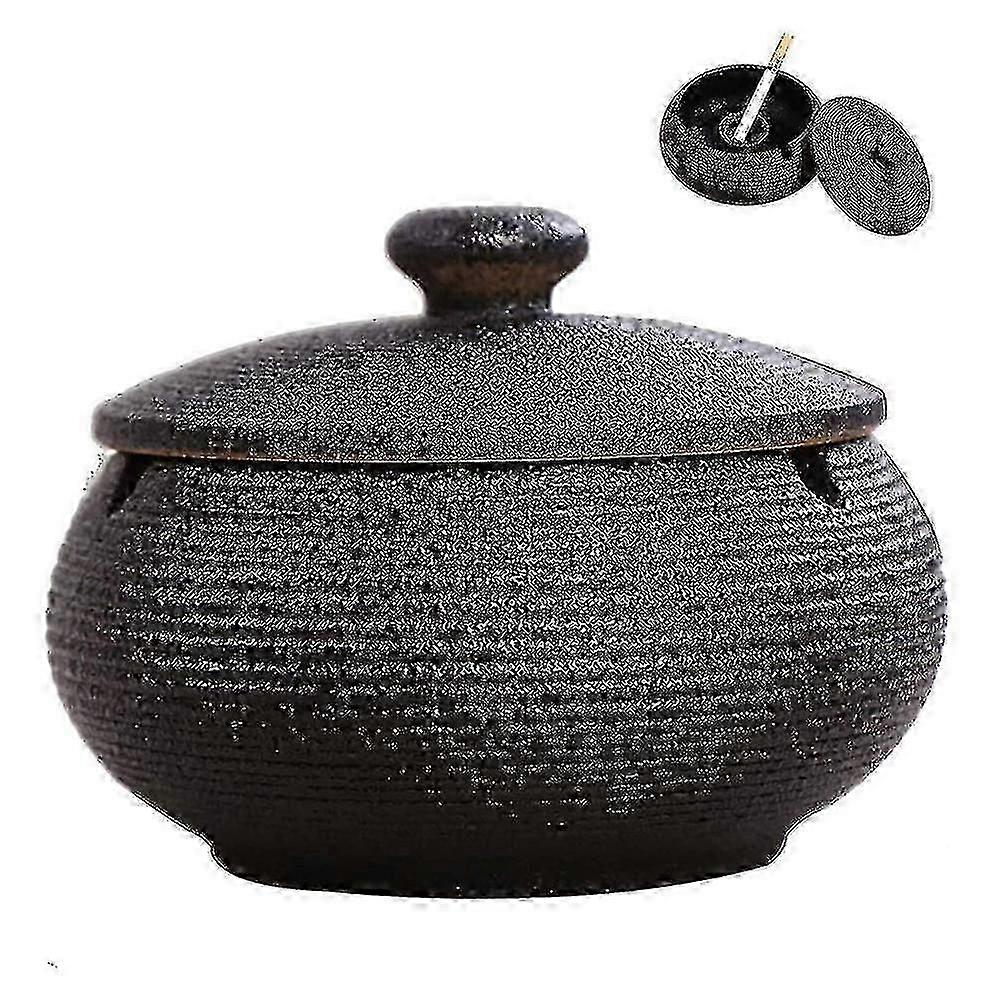 Ceramic Ashtray With Lids, Windproof, Cigarette Ashtray For Indoor